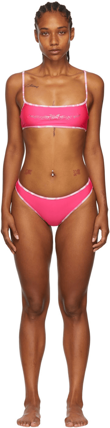 SSENSE Exclusive Pink Recycled Polyester Bikini - Image 1
