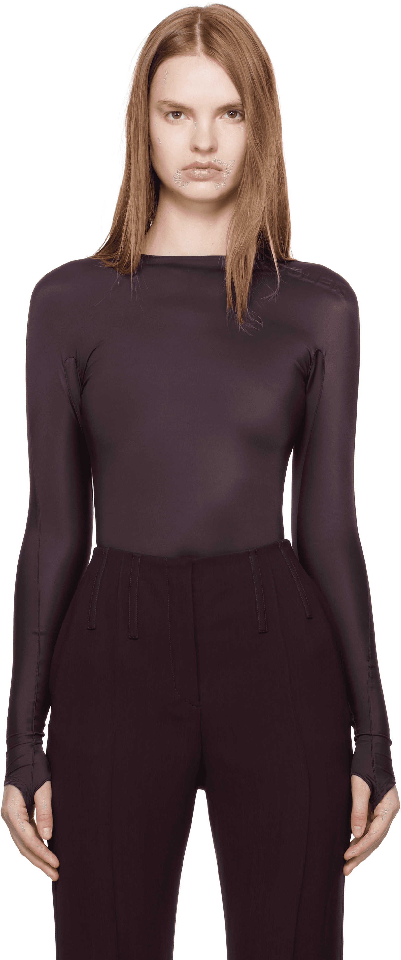 Burgundy Shoulder Logo Bodysuit - Image 1