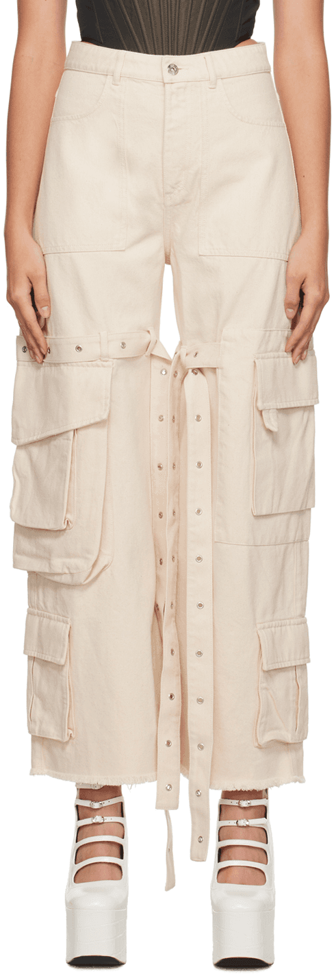 Beige Multipocket Jeans - Image 1