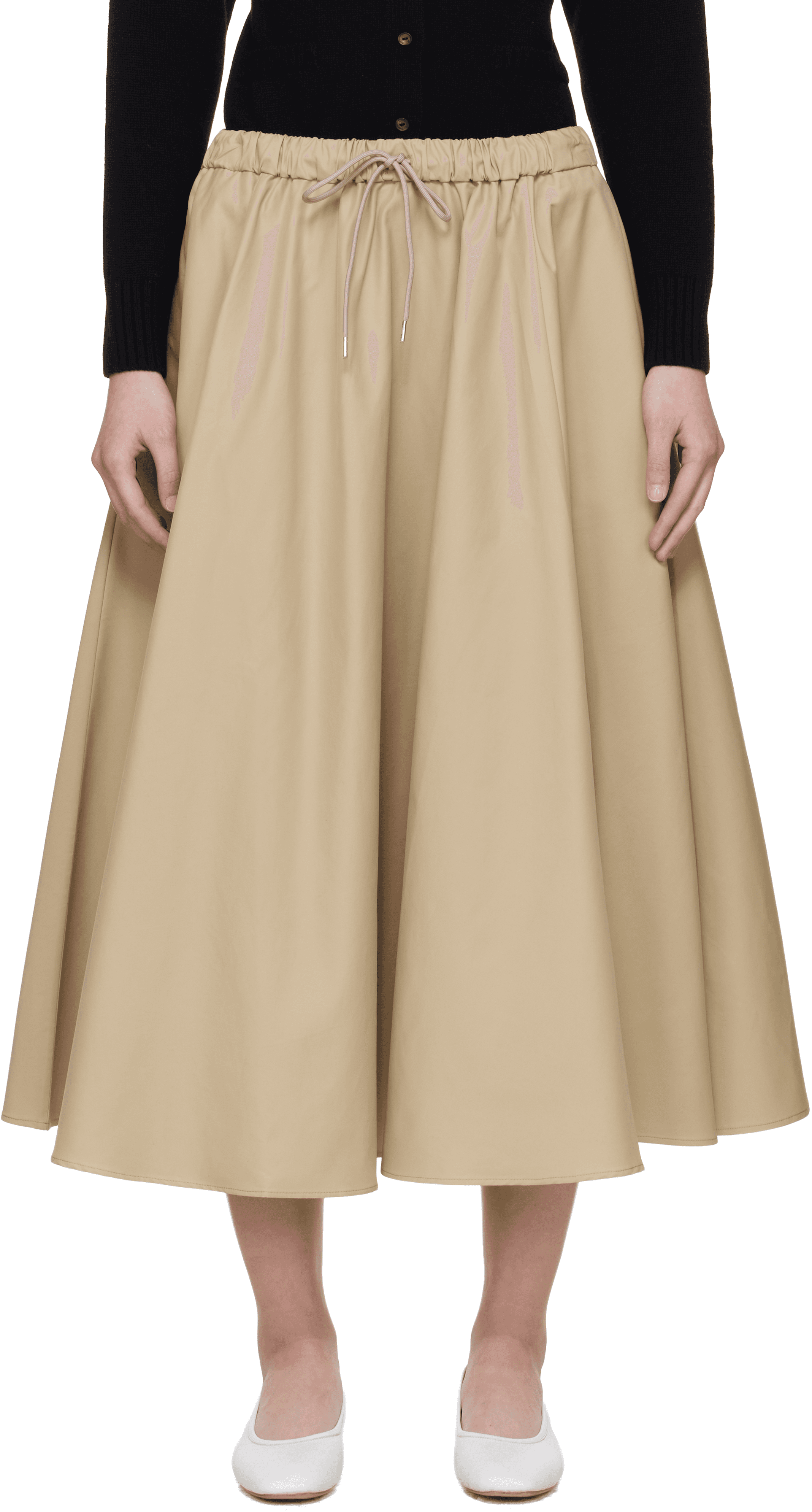 Beige Technical Midi Skirt - Image 1