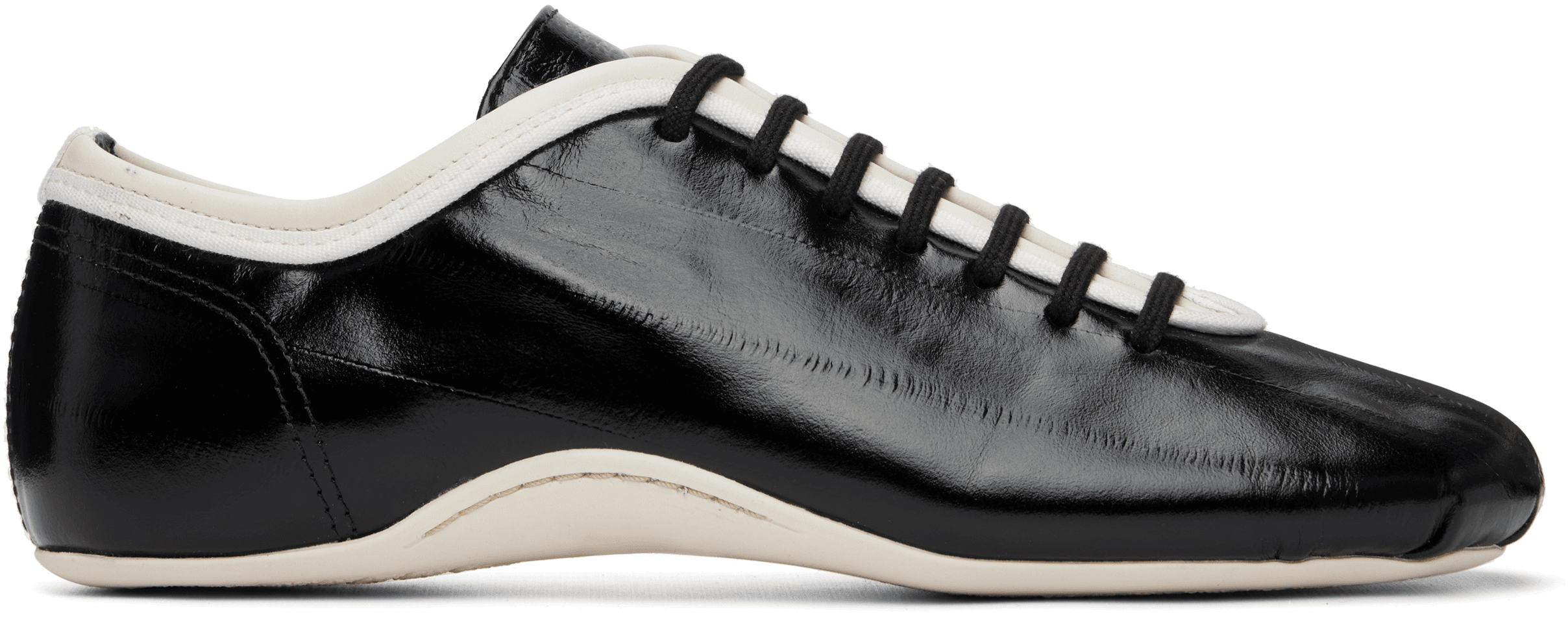 Black Leather Ballerina Sneakers - Image 1