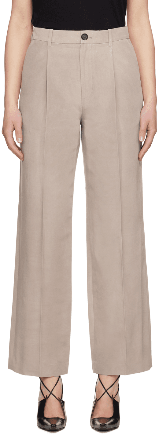 Beige Creased Trousers - Image 1