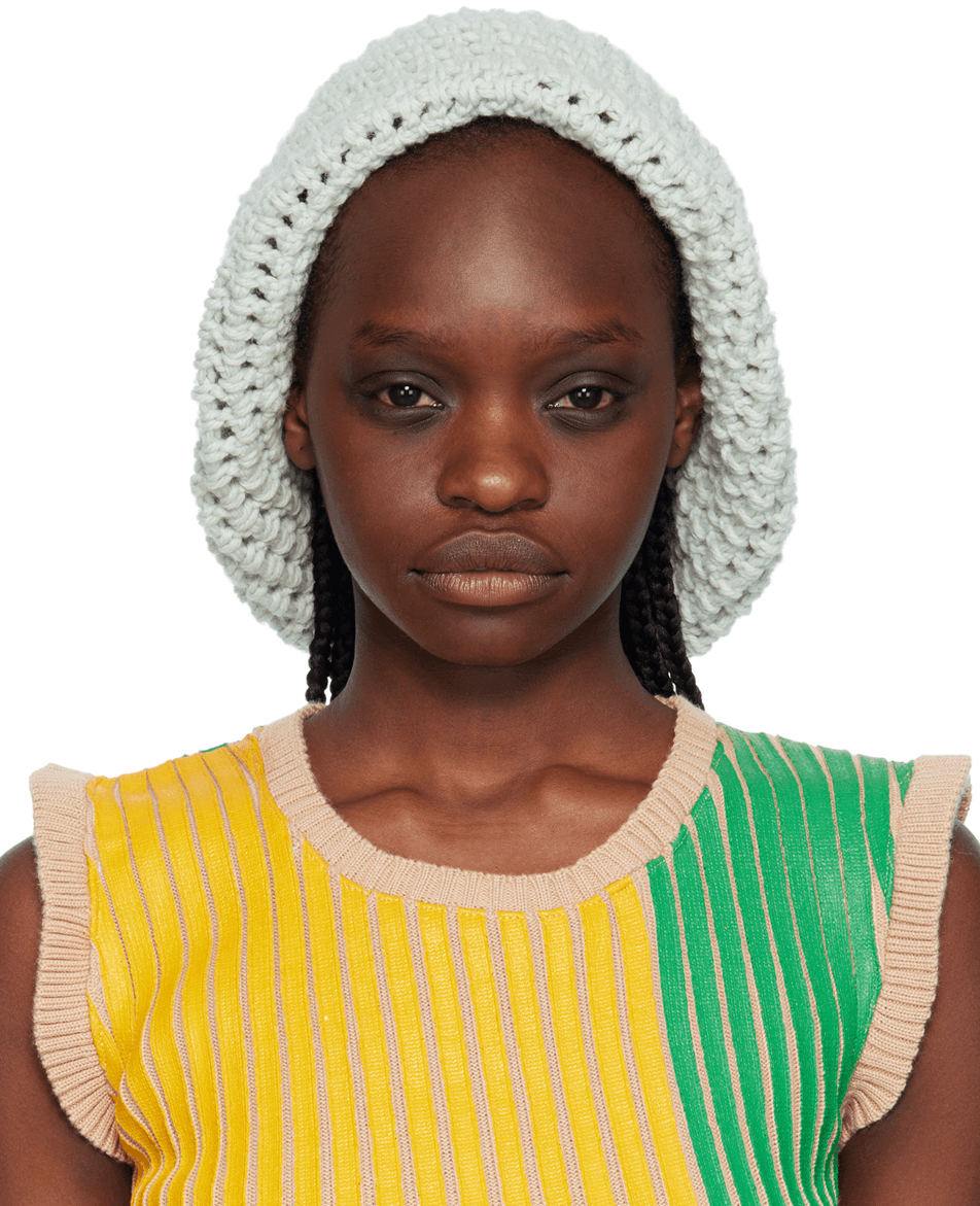 SSENSE Exclusive Blue & Off-White Crochet Beanie - Image 1