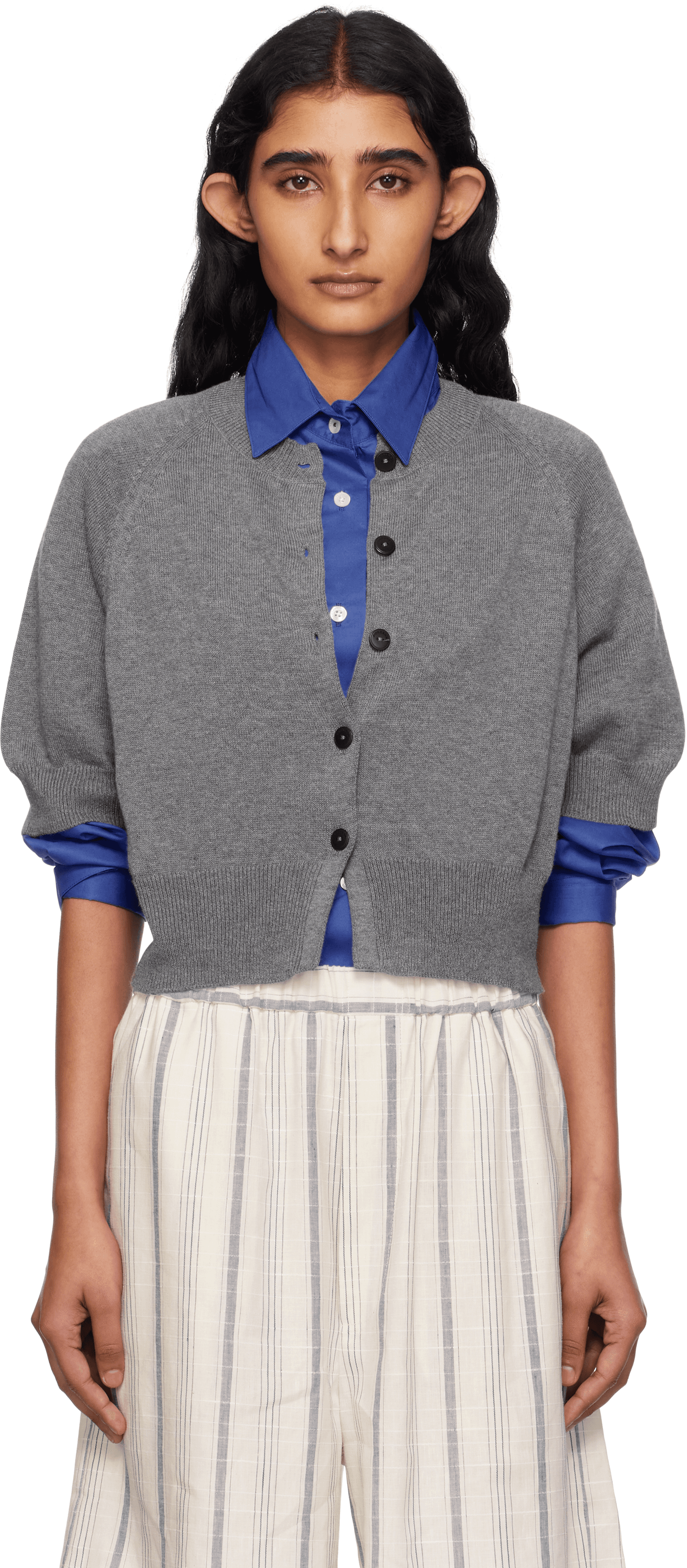 Gray Cotton Cashmere Cardigan - Image 1