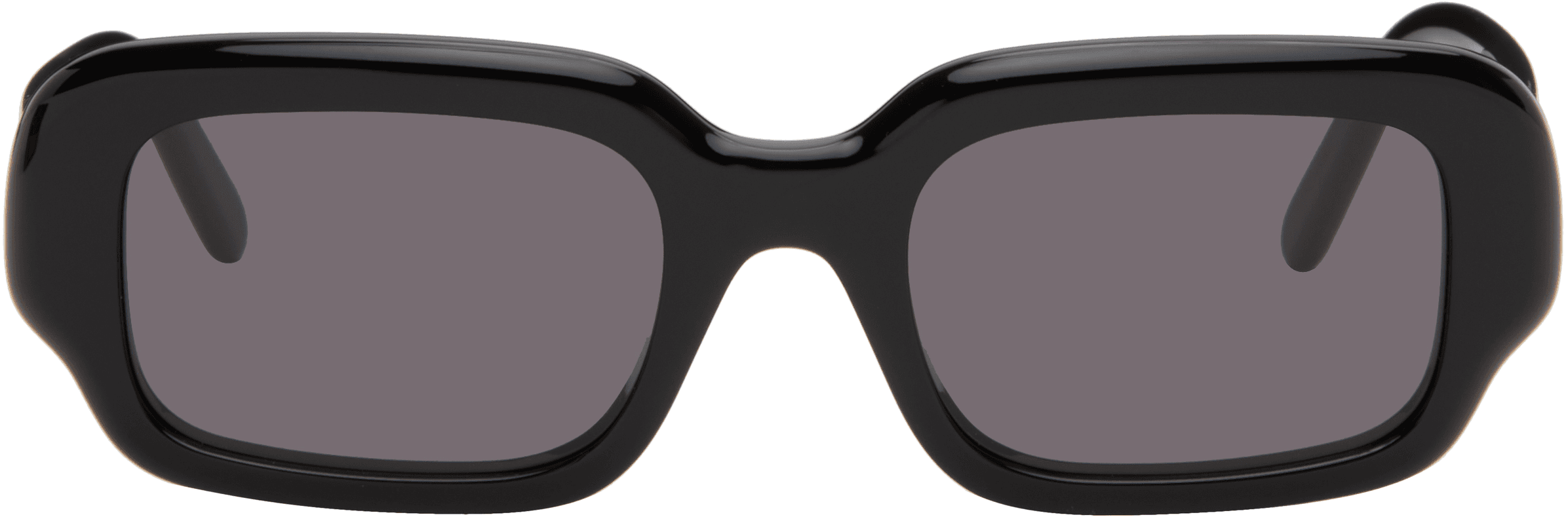 Black Rectangular Slim Sunglasses - Image 1