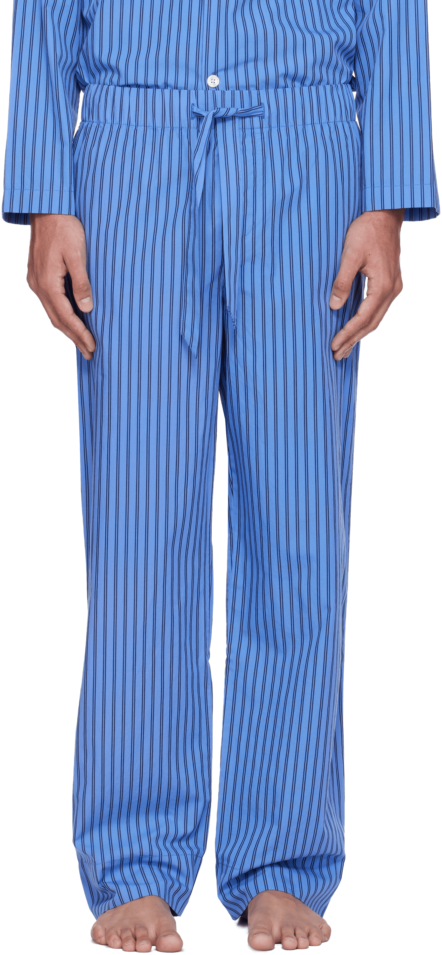 Blue Poplin Pyjama Pants - Image 1