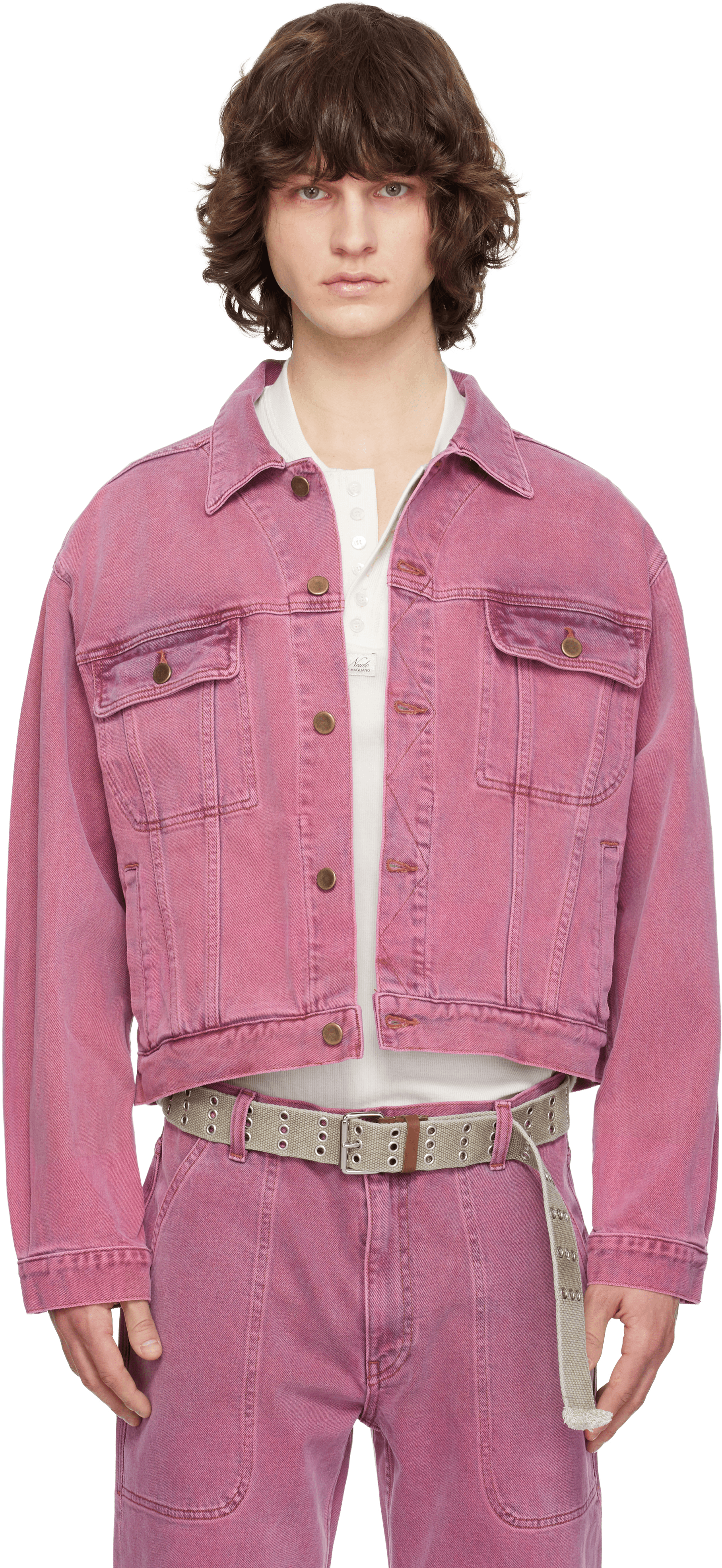 Pink Faded Denim Jacket - Image 1