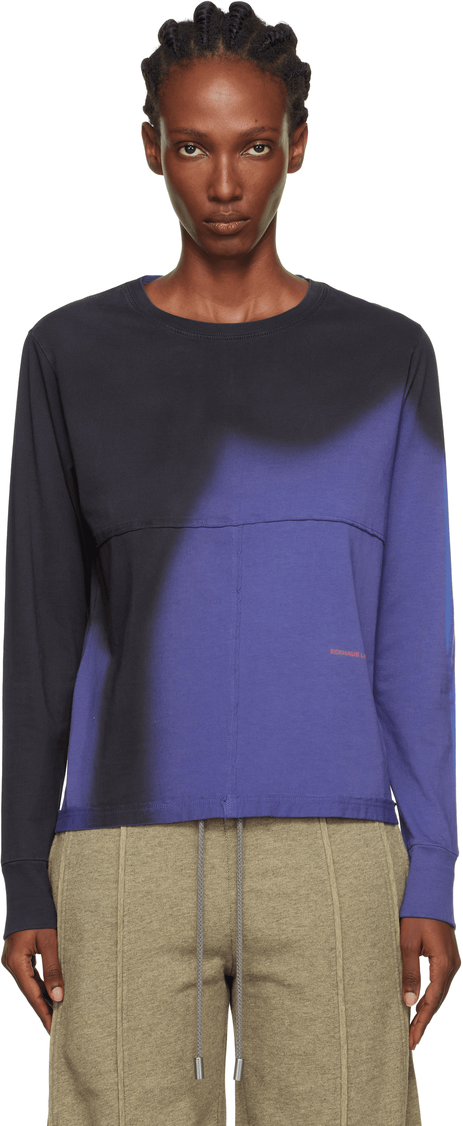 Navy Lapped Long Sleeve T-shirt - Image 1