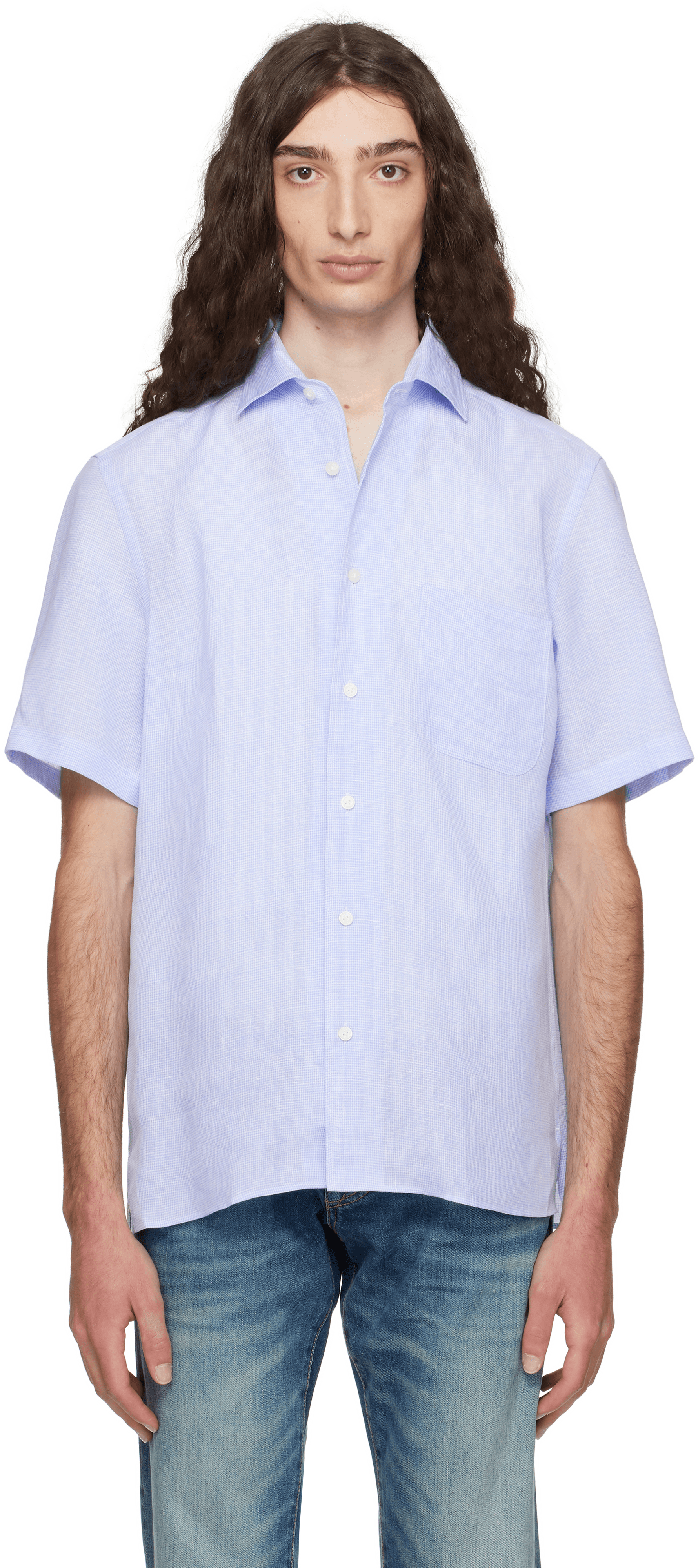 Blue BECKHAM Edition Regular-Fit Linen Shirt - Image 1
