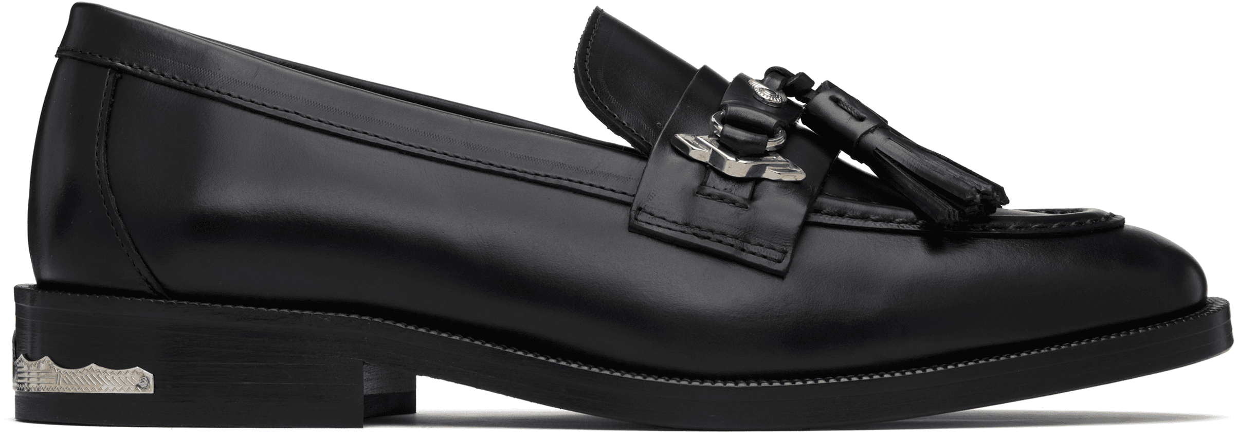 Black Hard Leather Loafers - Image 1
