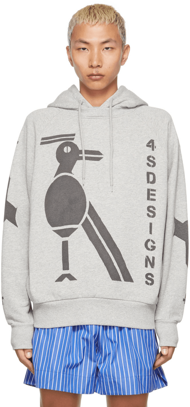 Grey Bird Stencil Hoodie - Image 1