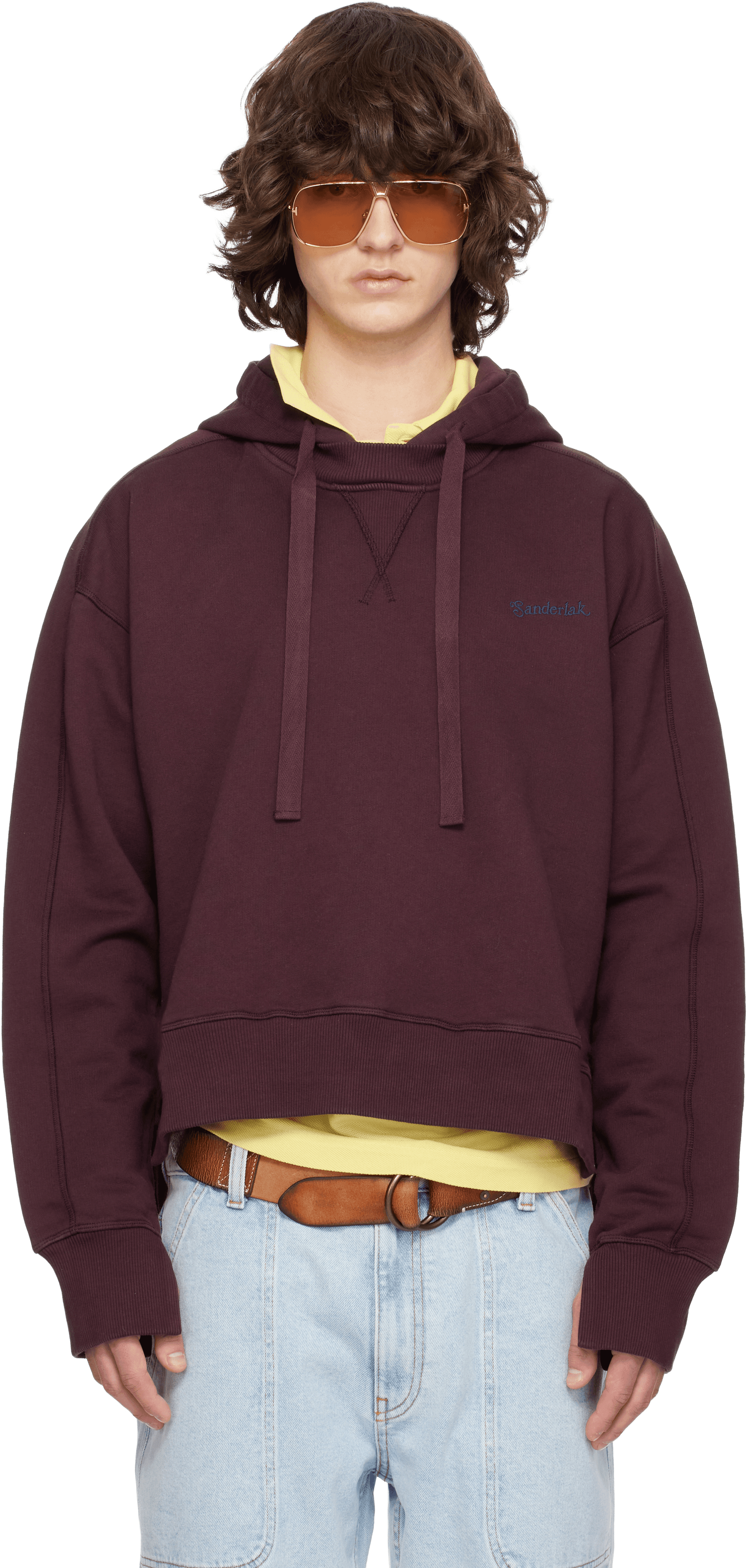 Burgundy Embroidered Logo Hoodie - Image 1