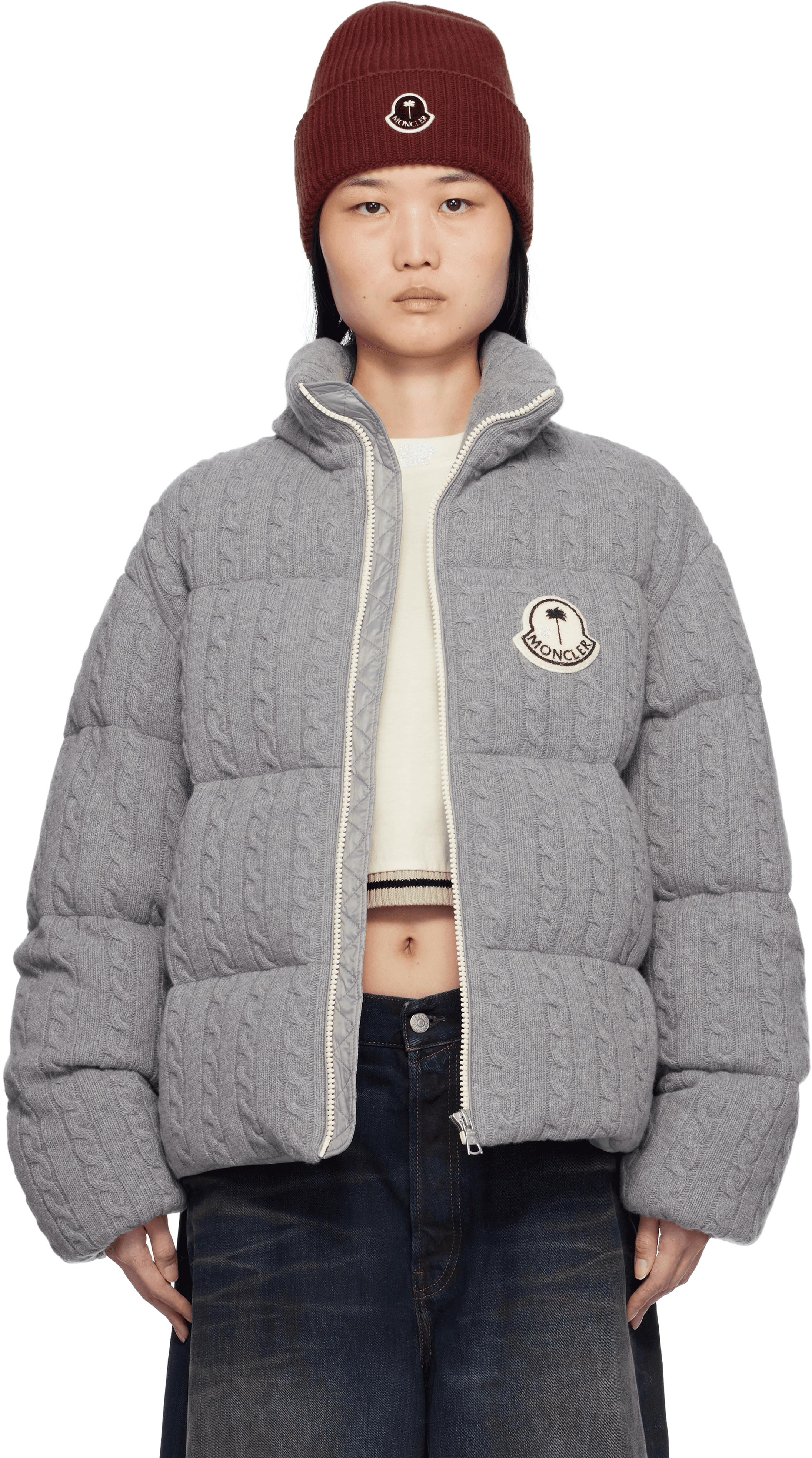 Moncler x Palm Angels Gray Austru Down Jacket - Image 1