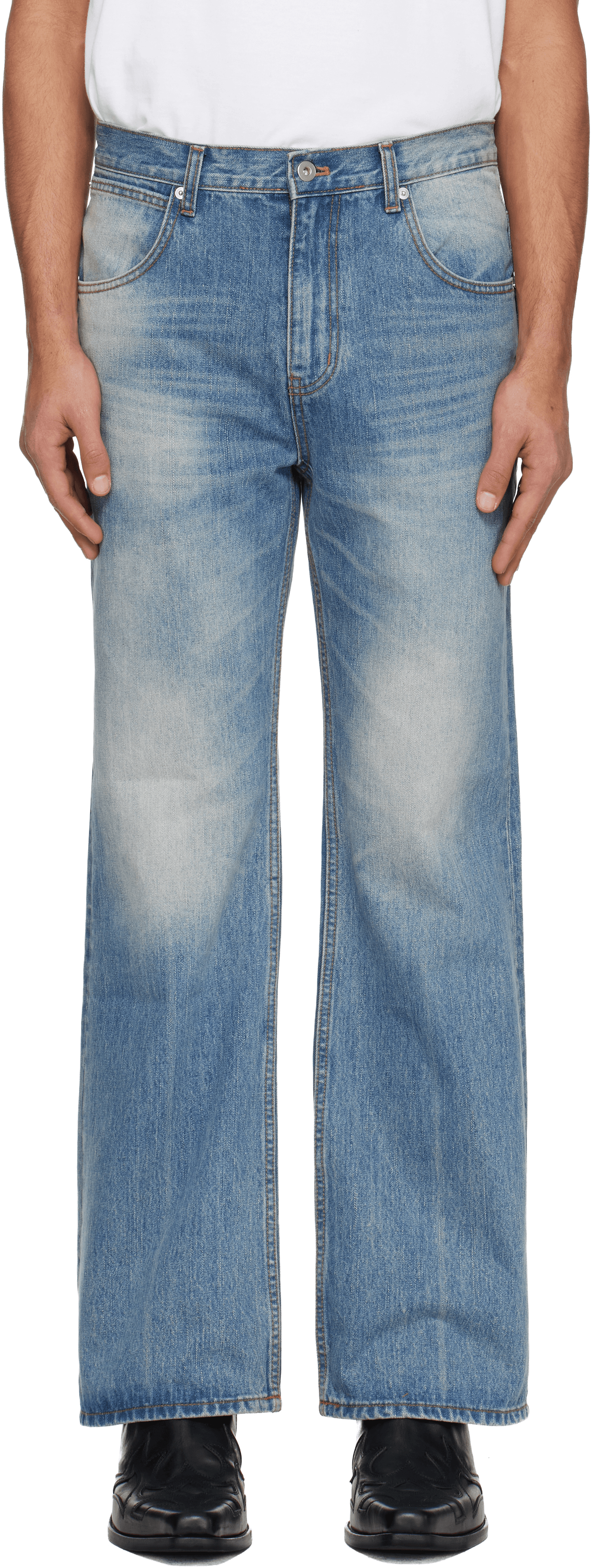 Blue Flared-Leg Jeans - Image 1