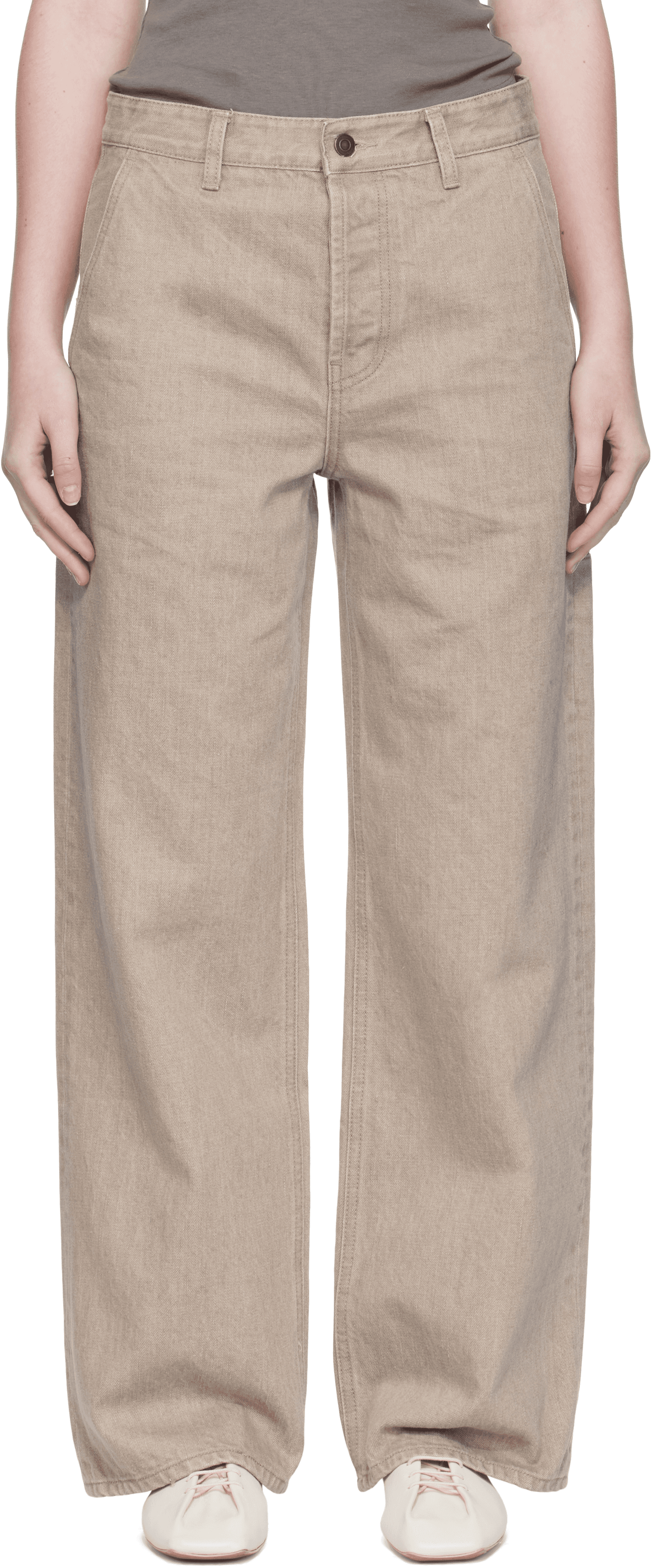 Beige Midrise Jeans - Image 1