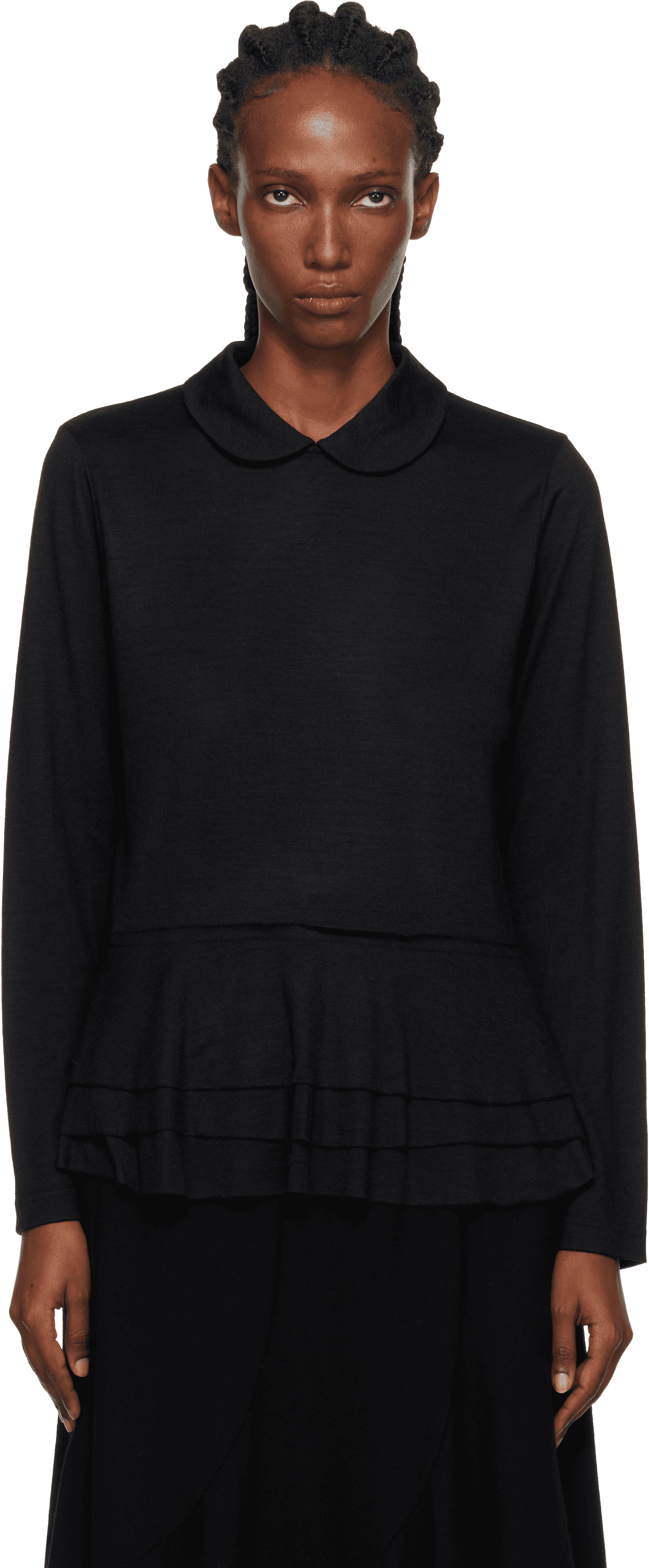 Black Tiered Wool Jersey Sweater - Image 1