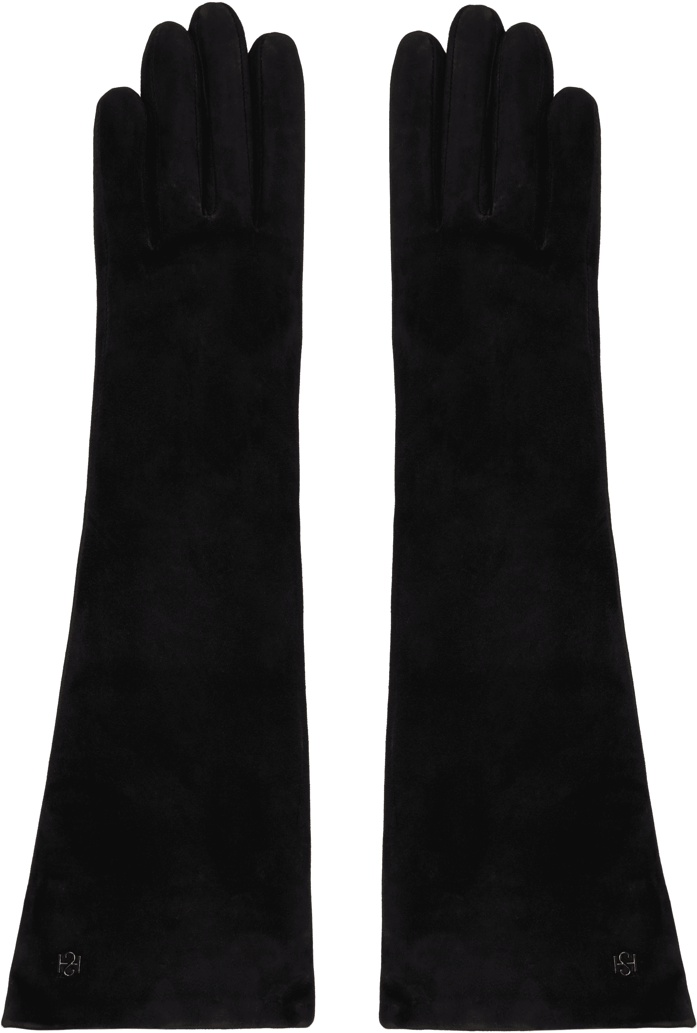 Black Essentials Long Suede Gloves - Image 1