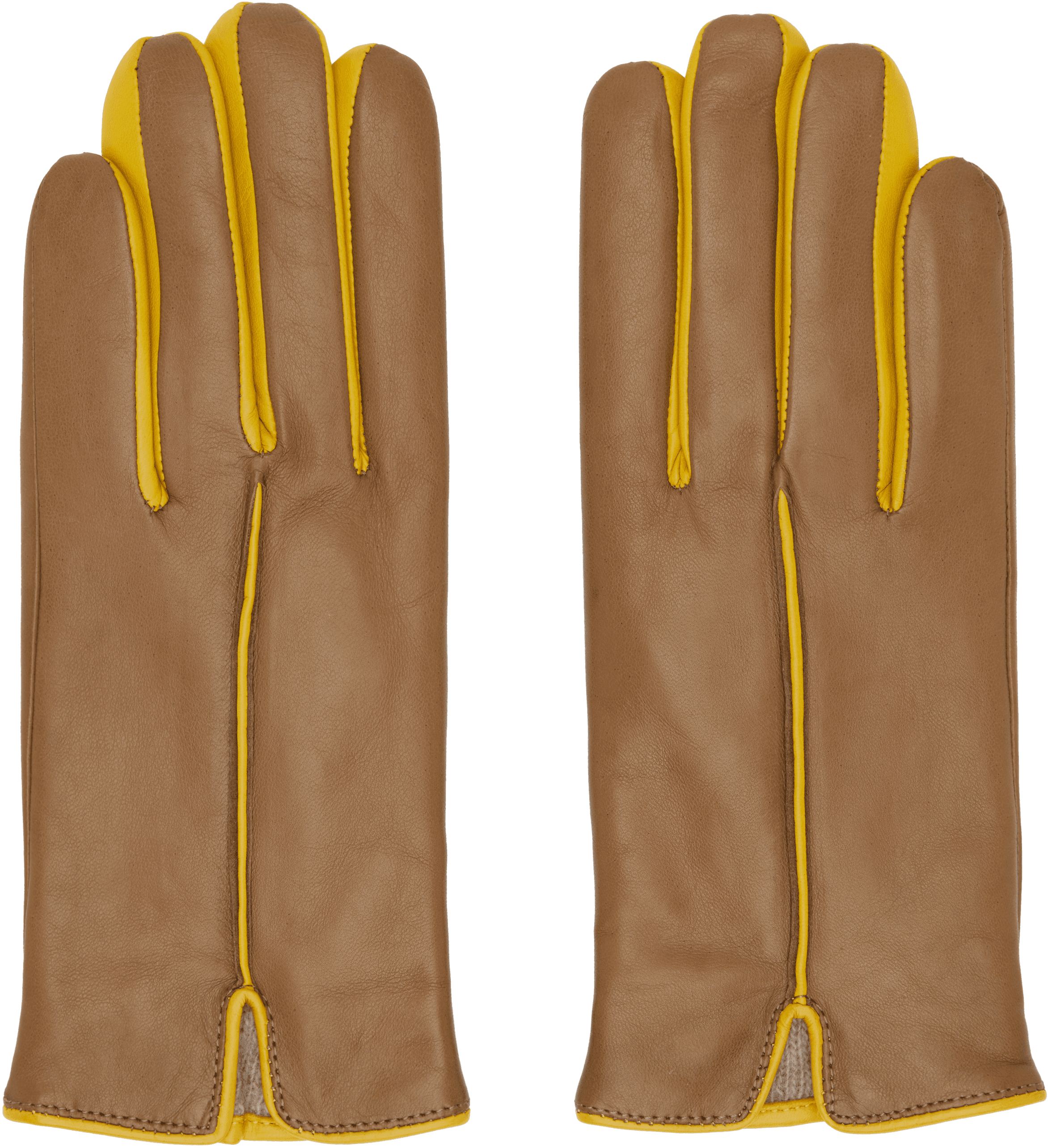 Brown & Yellow Statement Gloves - Image 1