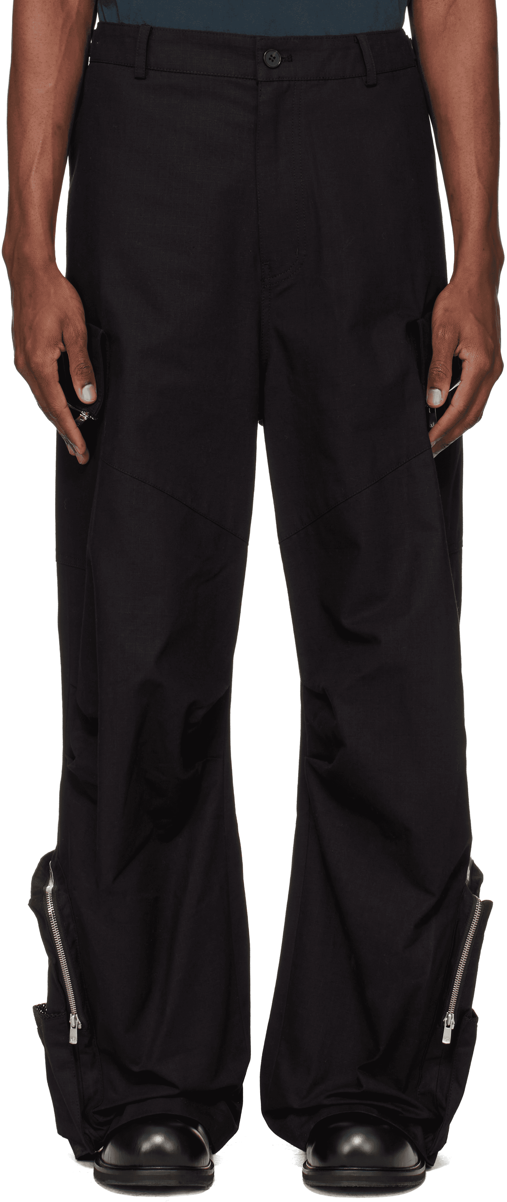 Black Engineer Cargo Pants - Image 1