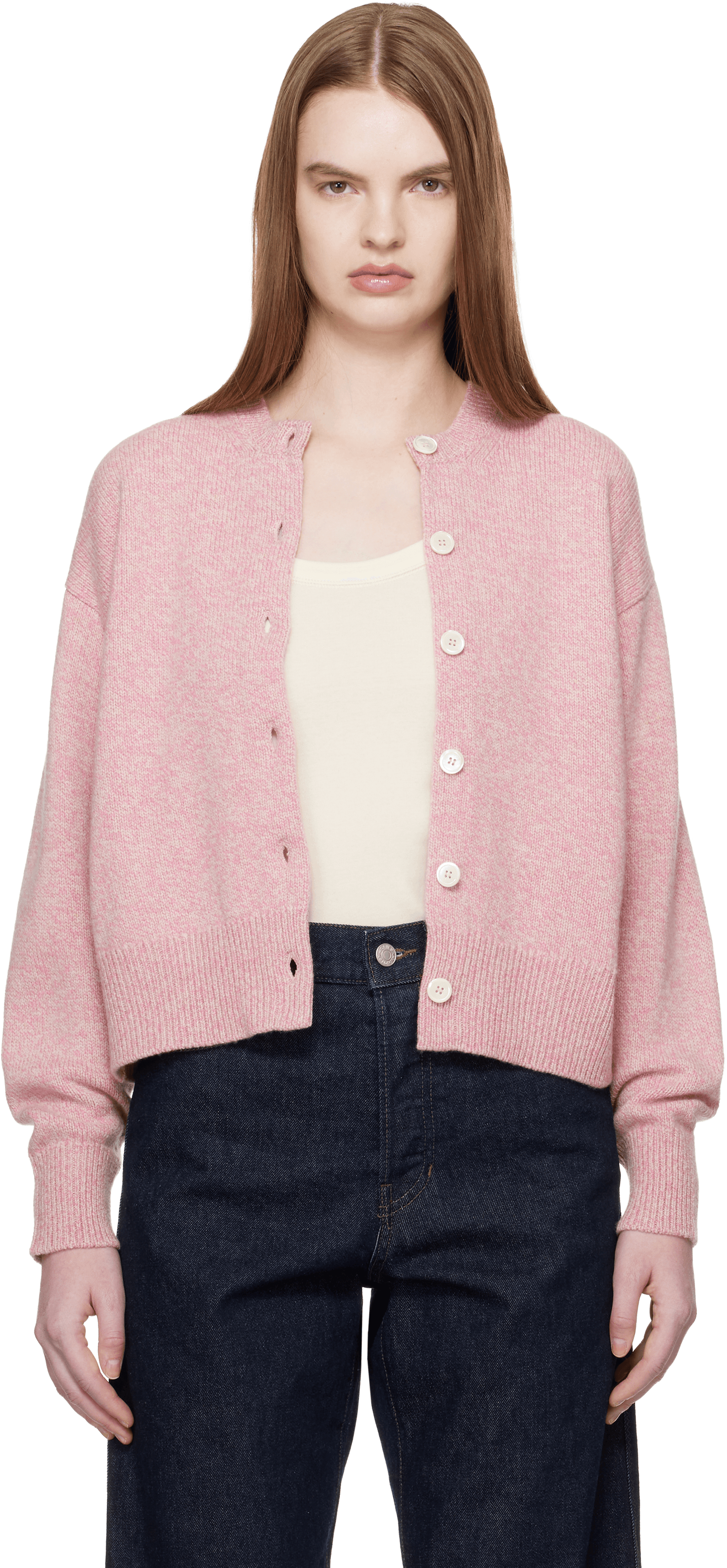 Pink Ada Crewneck Cardigan - Image 1