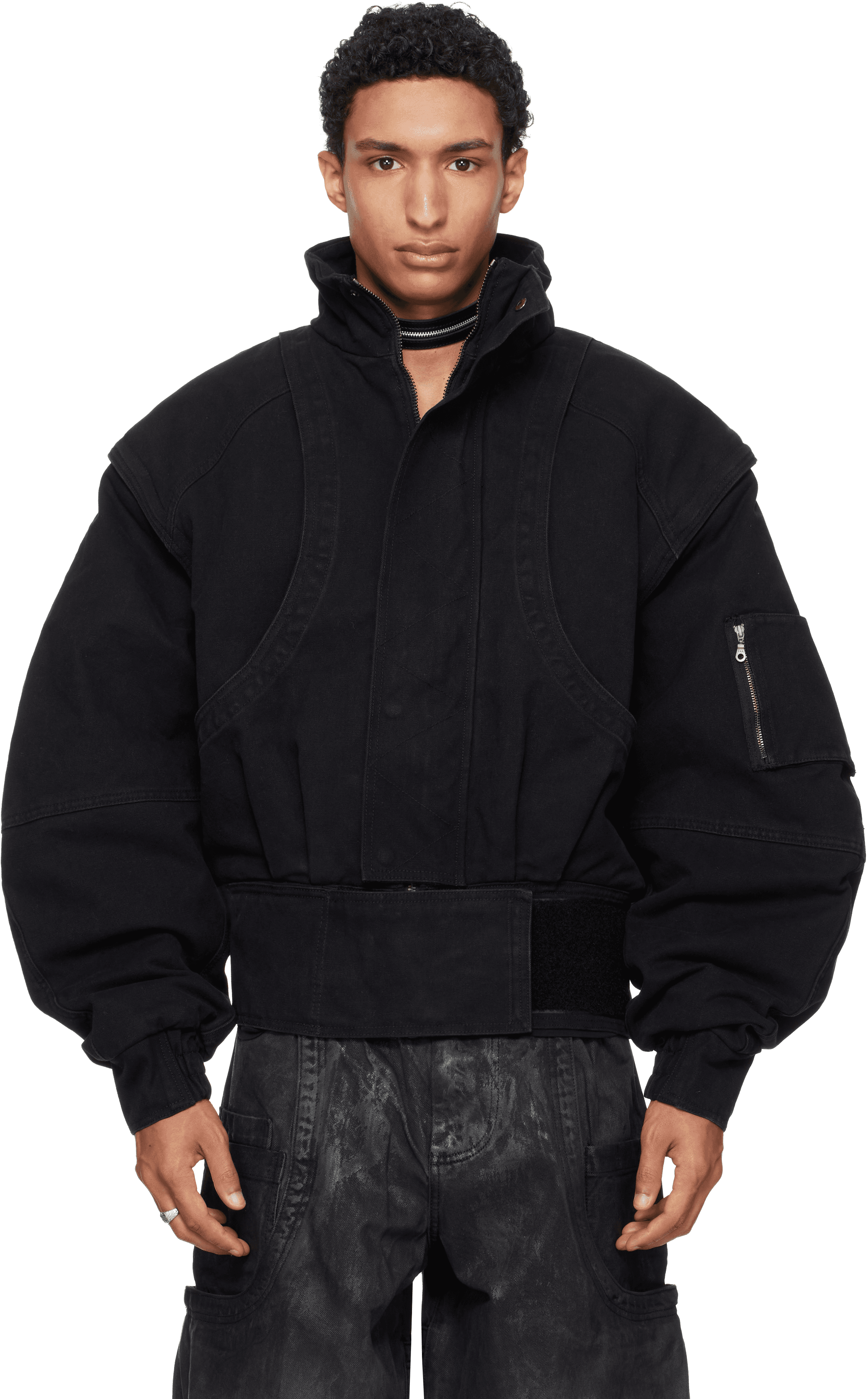 Black Anatnom Bomber Jacket - Image 1