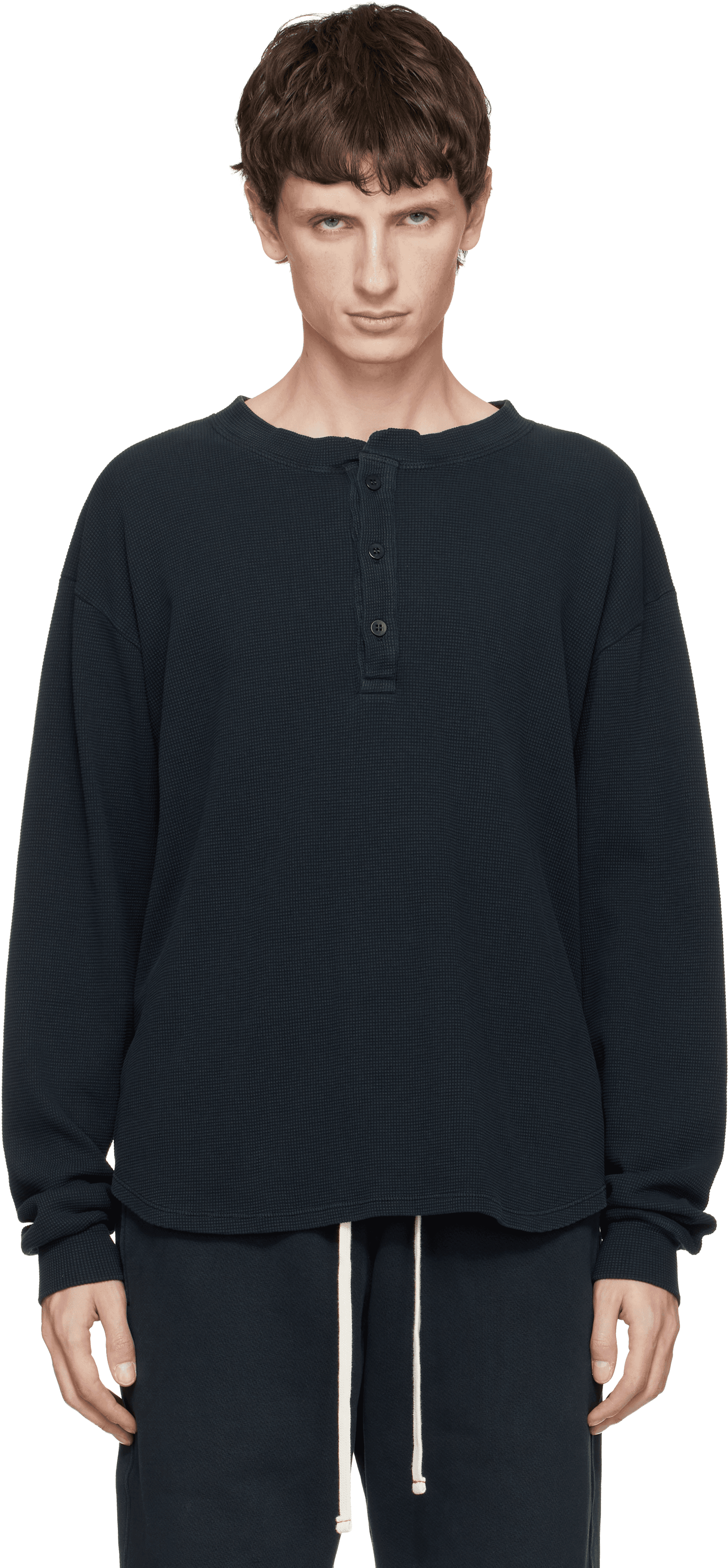 Navy Baseball Hem Henley - Image 1