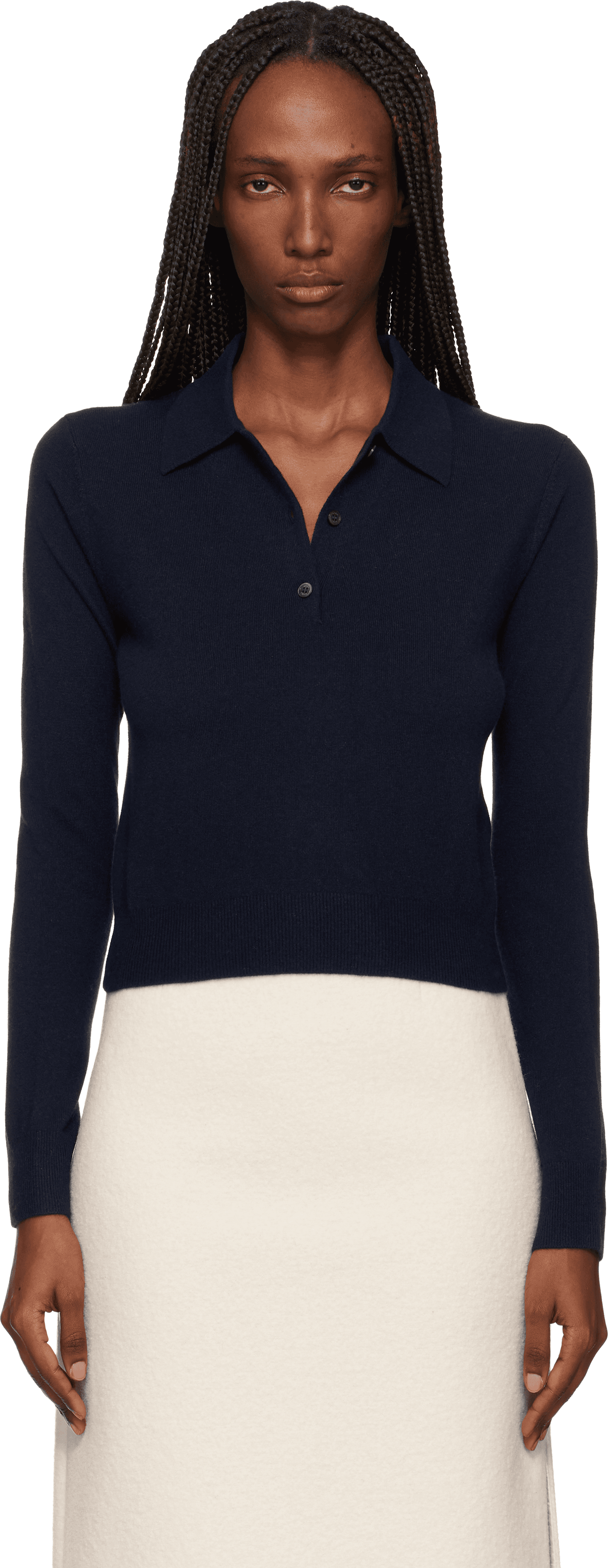 Navy Caitlin Long Sleeve Polo - Image 1