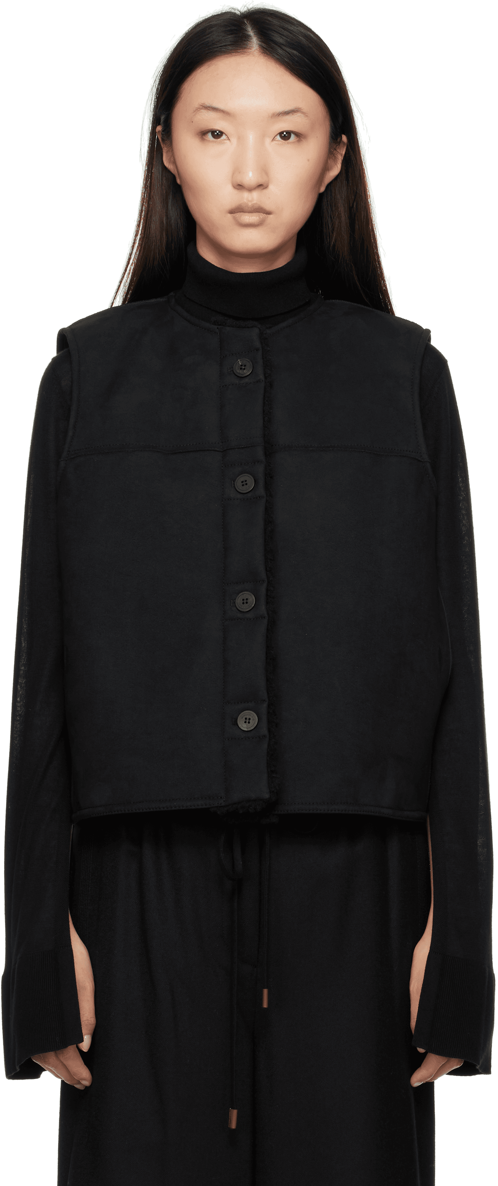 Black Faux-Shearling Reversible Vest - Image 1