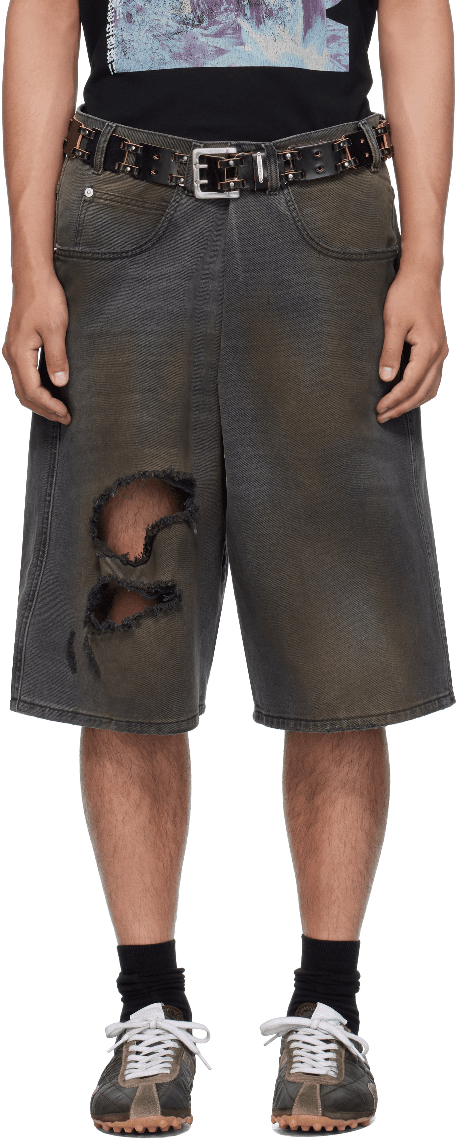 Gray Kriss Kross Denim Shorts - Image 1