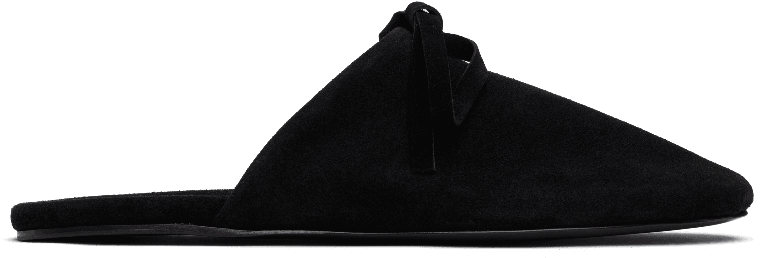 Black Bow Suede Slippers - Image 1