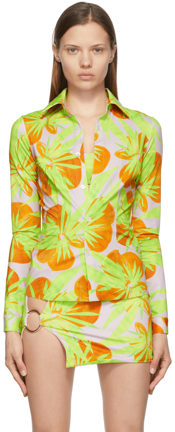 Pink & Green Nylon Jersey Shirt - Image 1