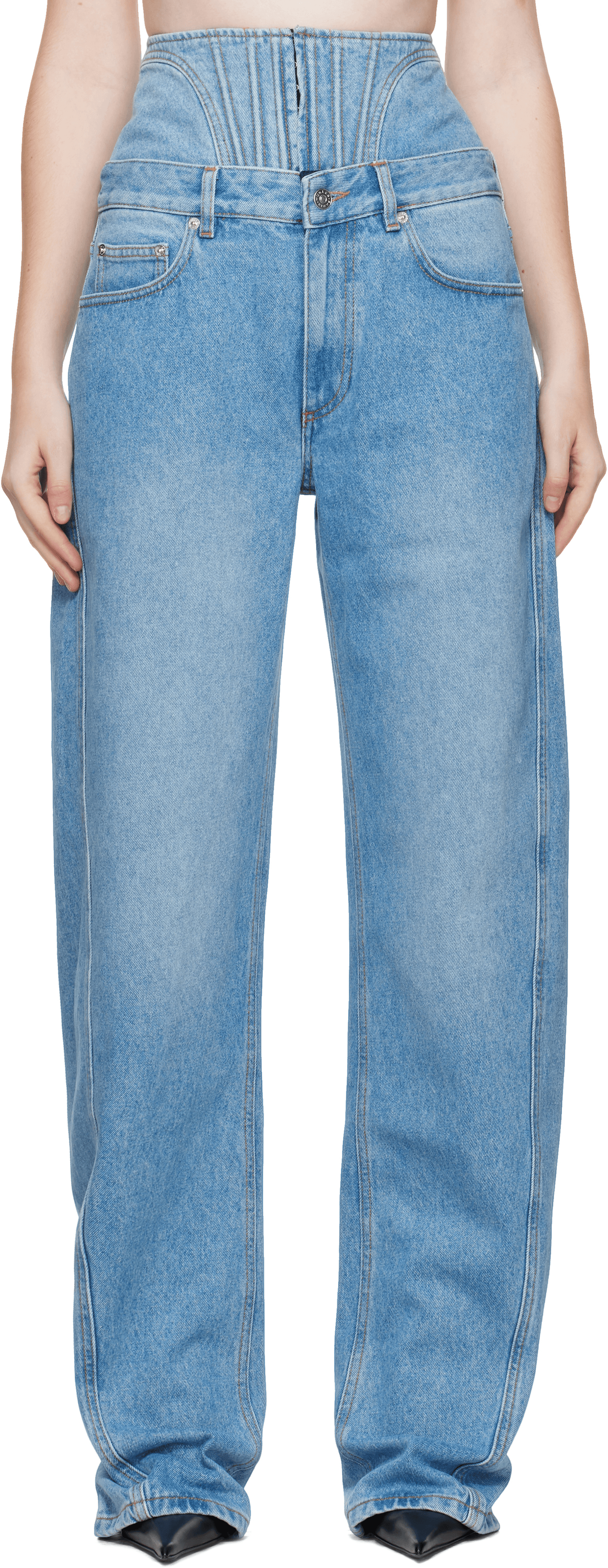 Blue High-Waisted Corset Jeans - Image 1