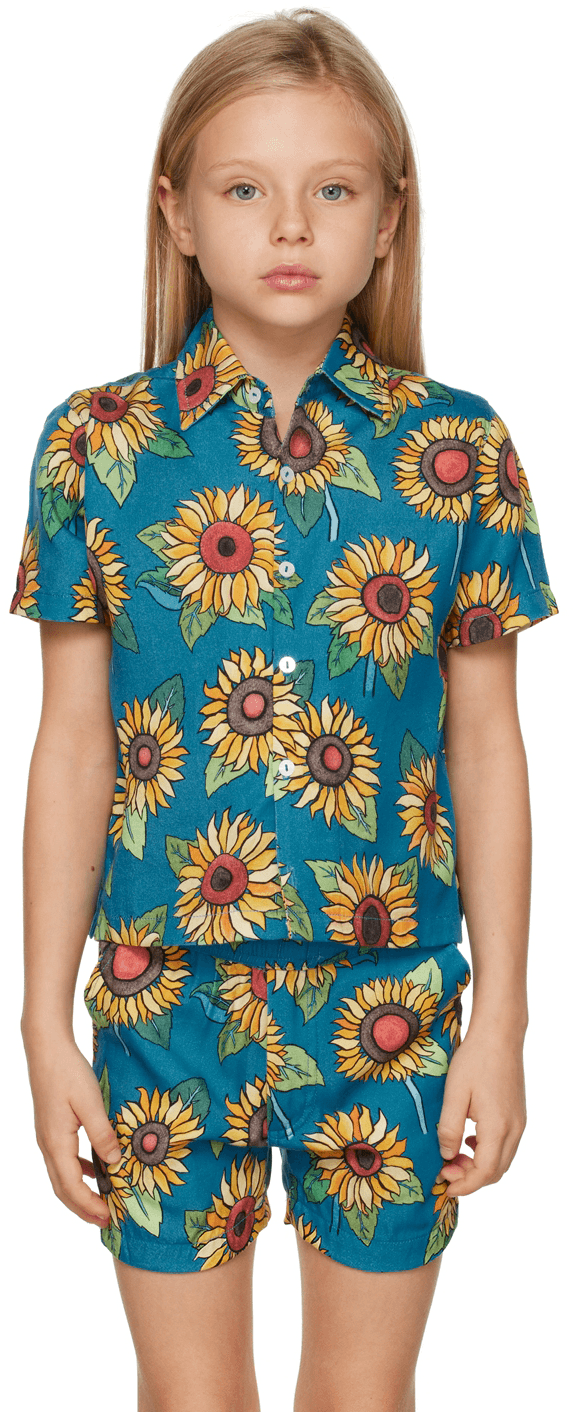 Kids Blue Sunflower Shirt - Image 1