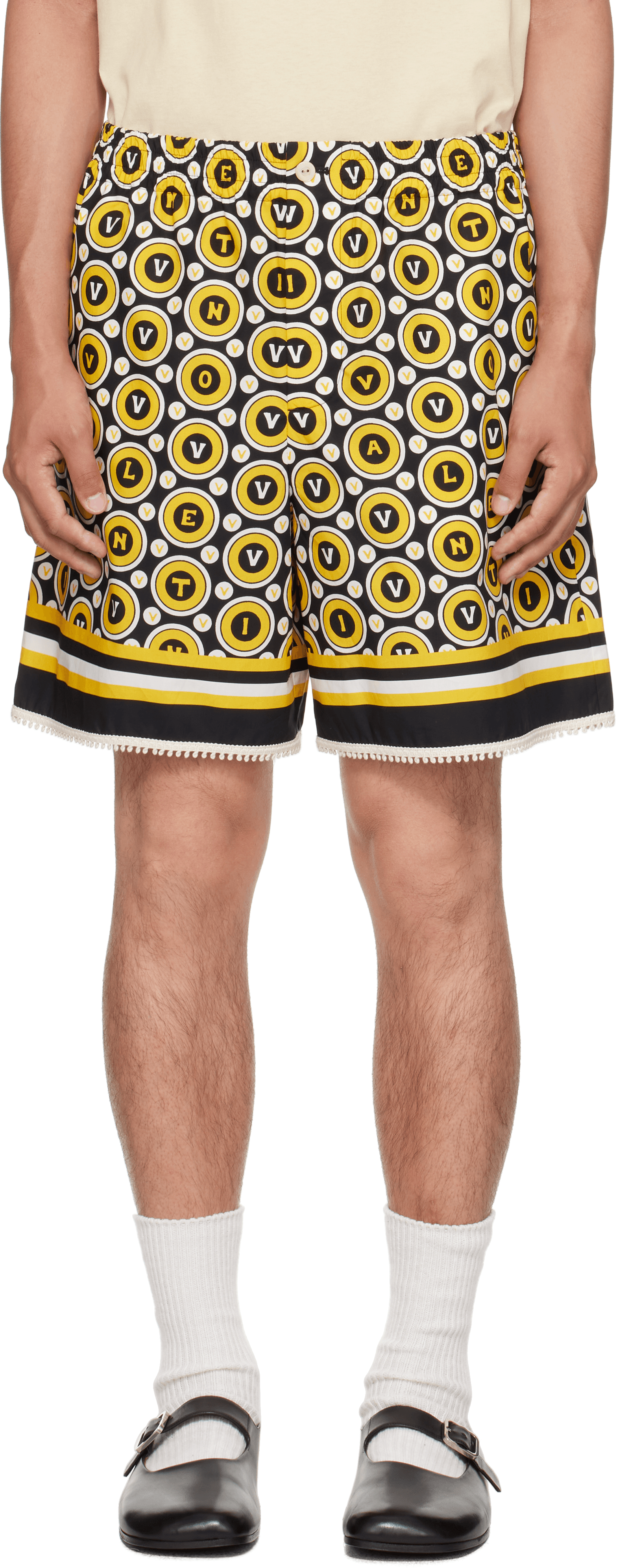 Black & Yellow Bulles Royales Print Shorts - Image 1