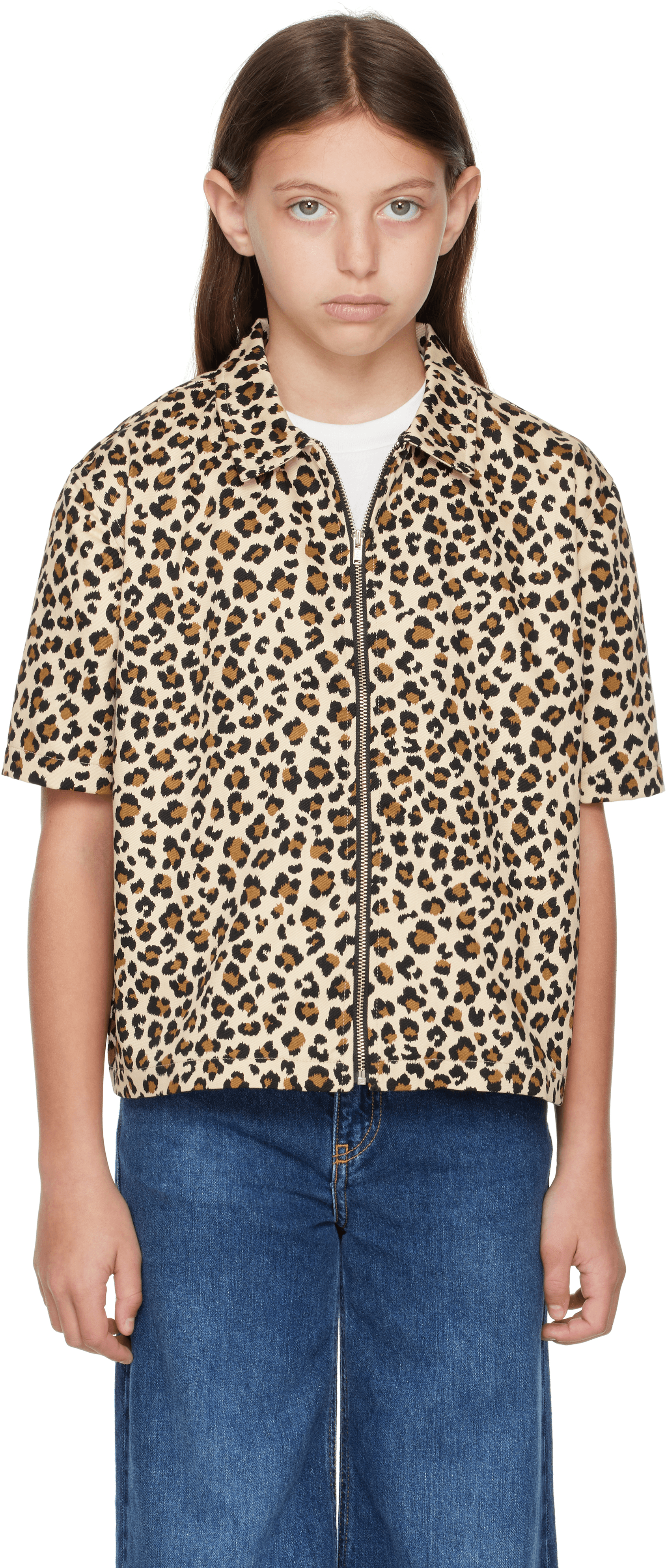 SSENSE Exclusive Kids Beige & Brown Zip-It Shirt - Image 1