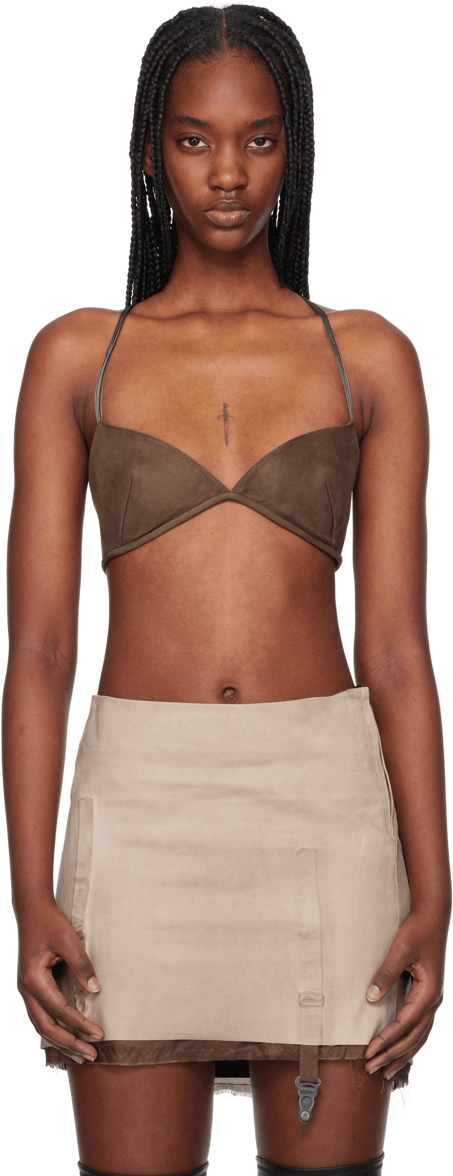Brown Eros Leather Bra - Image 1