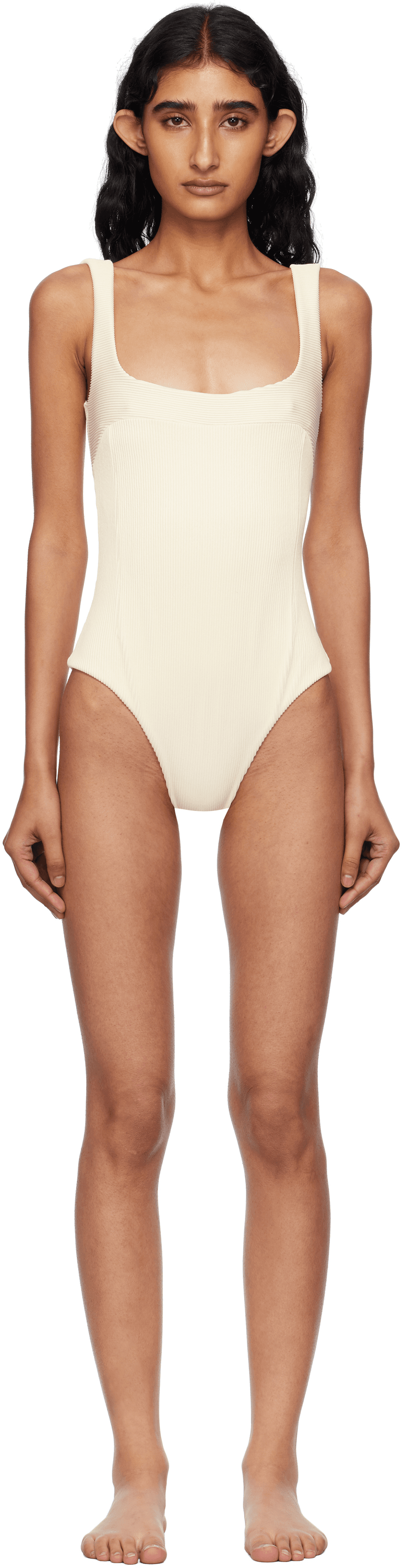 Beige Ribbed Gabi Swimsuit - Image 1