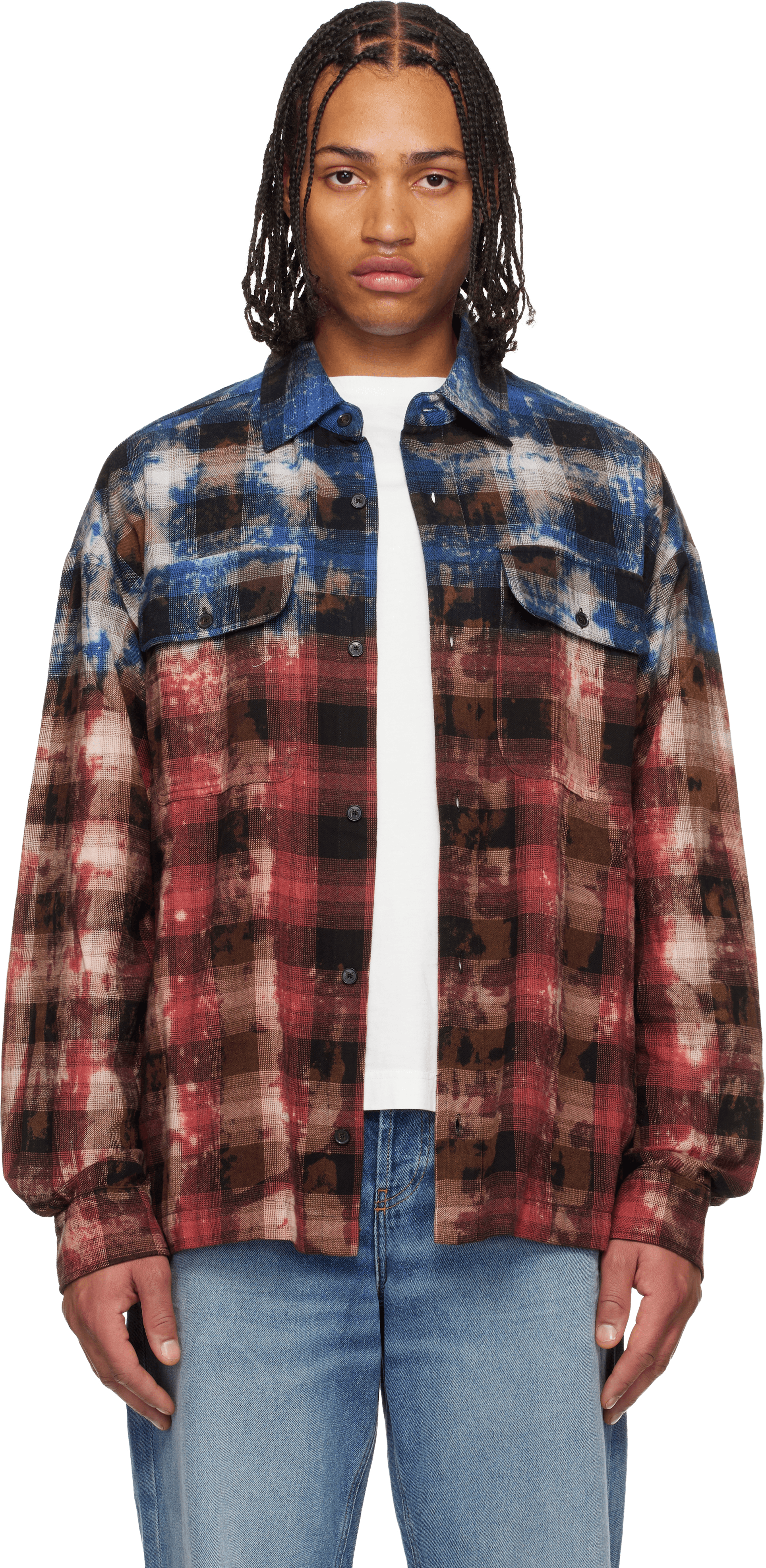 Red & Blue Curved Logo Check Shirt - Image 1