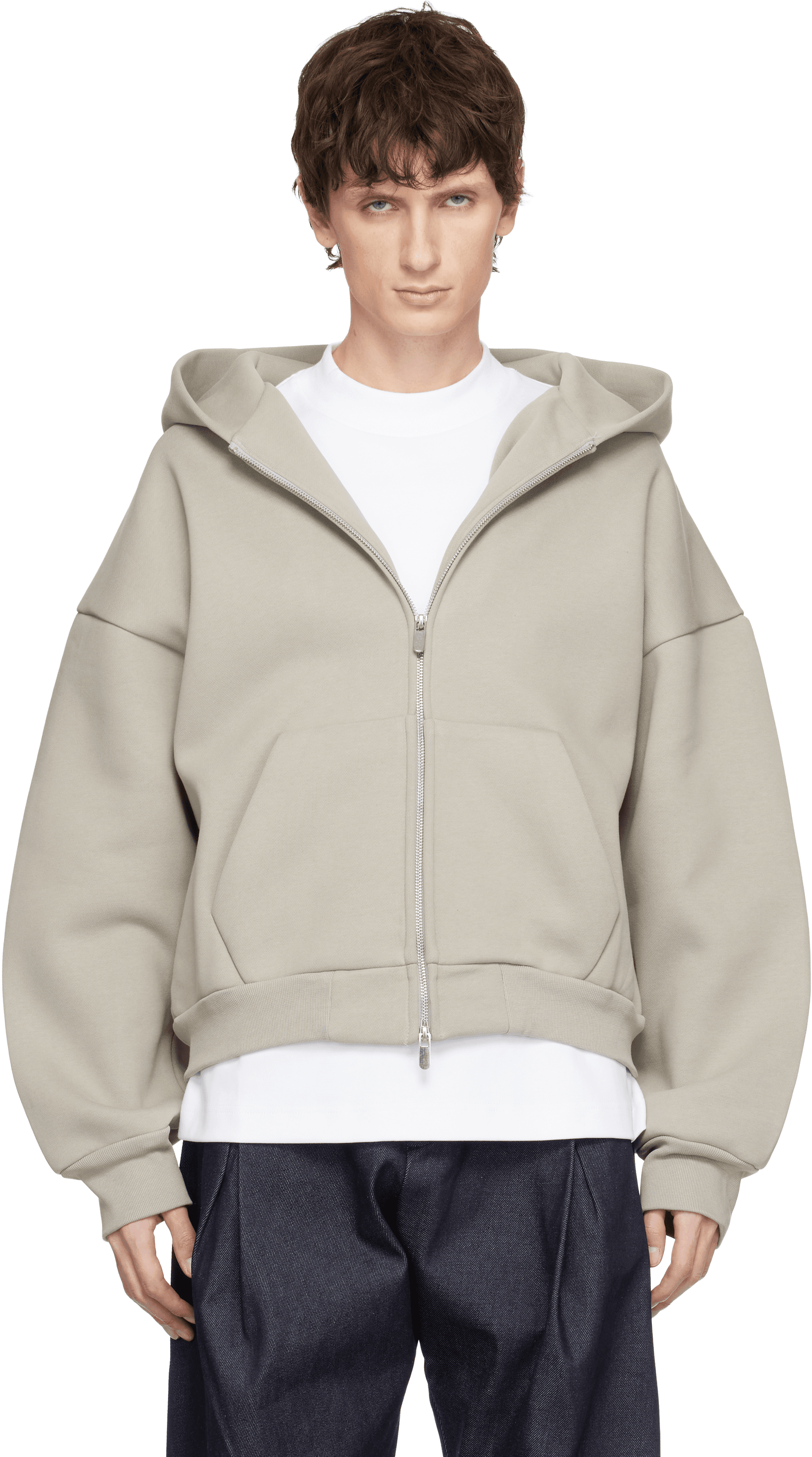 Taupe V2 Zipped Hoodie - Image 1