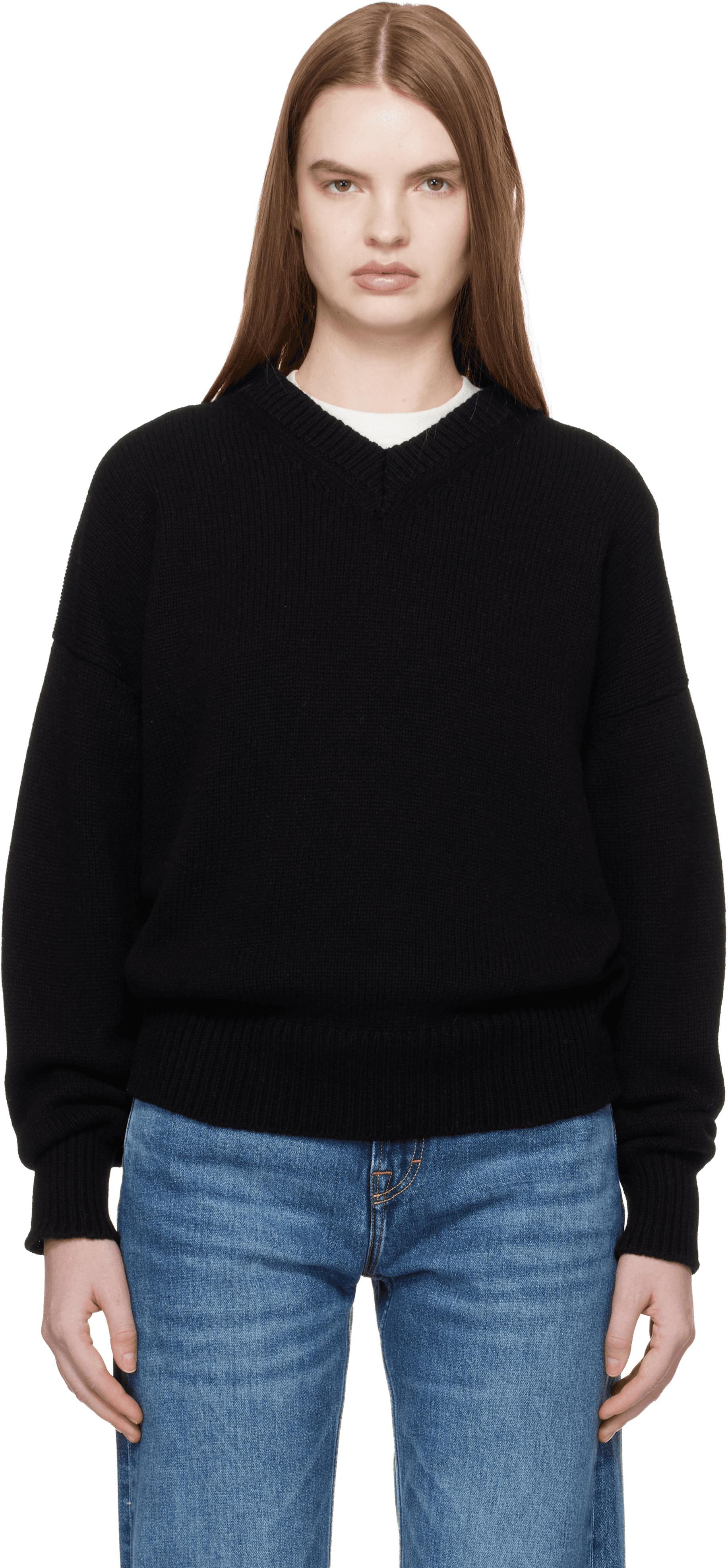 Black Balla Slouch V-Neck Sweater - Image 1