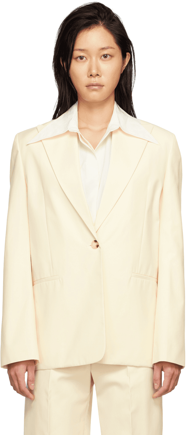 Off-White Single Button Blazer - Image 1