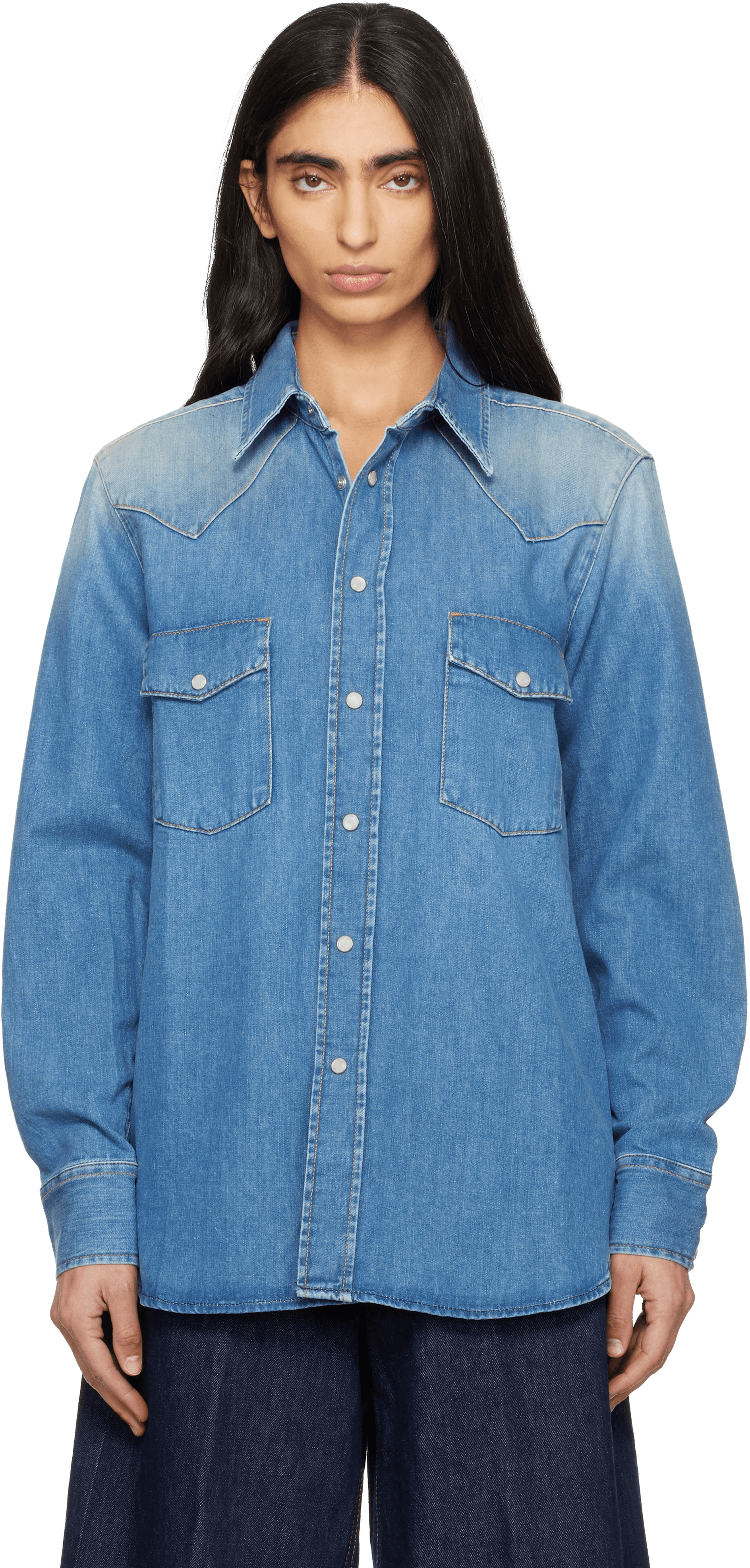 Blue Western Denim Shirt - Image 1