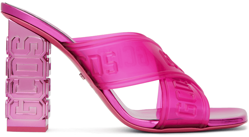 Pink Transpallic Criss-Cross Heeled Sandals - Image 1