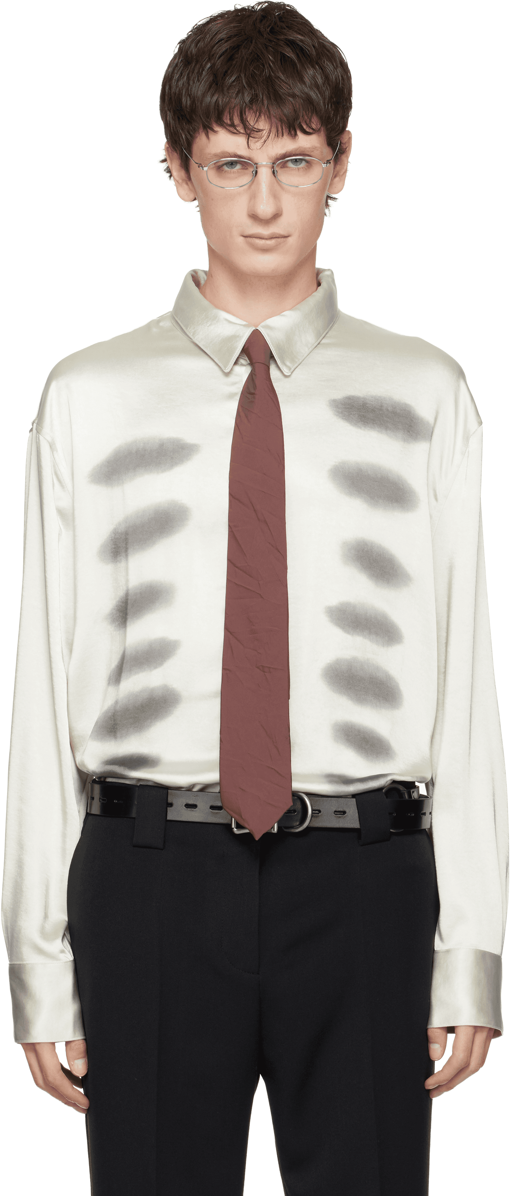 Off-White X-Ray Printed Satin Button-Up Shirt - Image 1