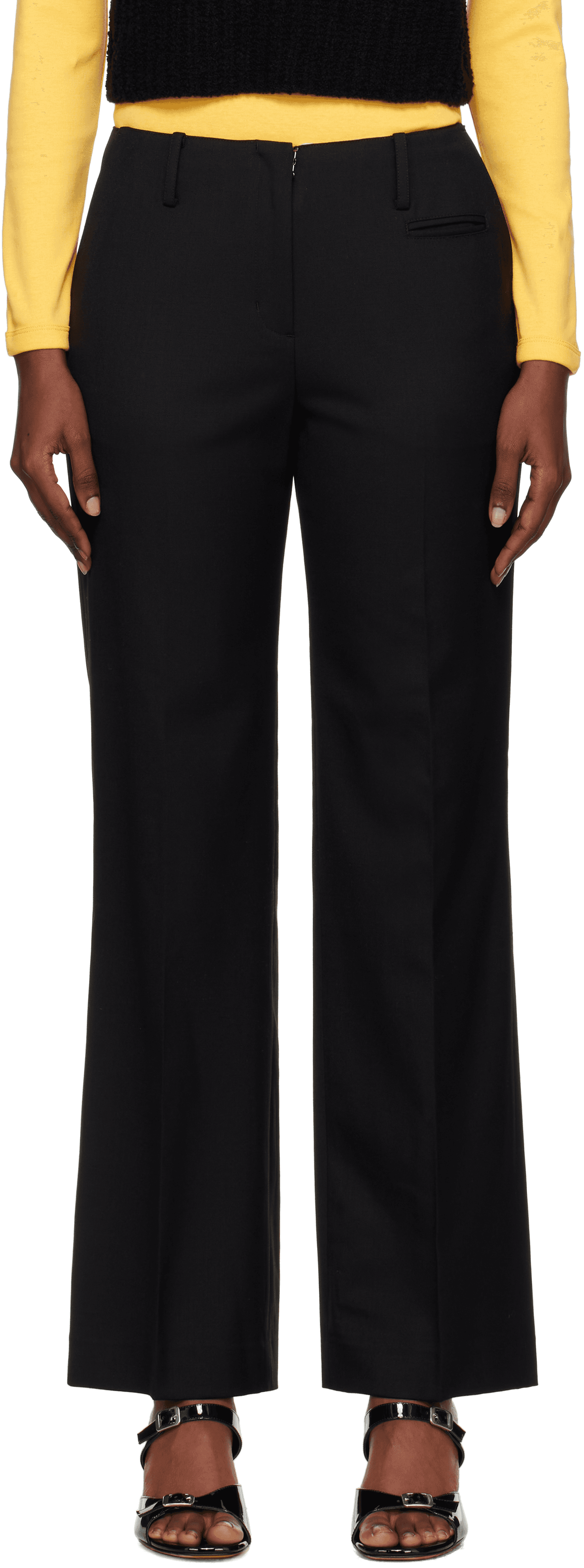 Black Low-Rise Tailored Wool Trousers - Image 1