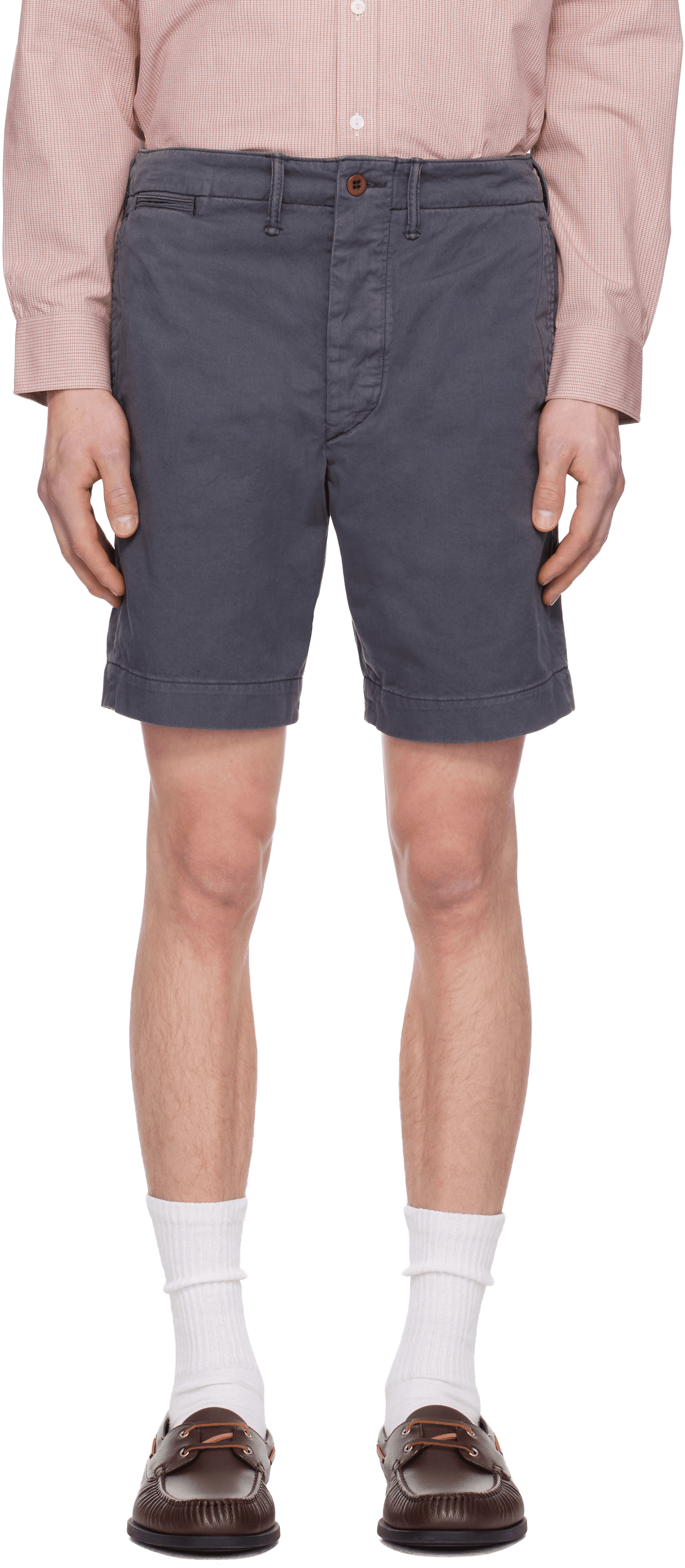 Blue Garment-Dyed Chino Officer's Shorts - Image 1