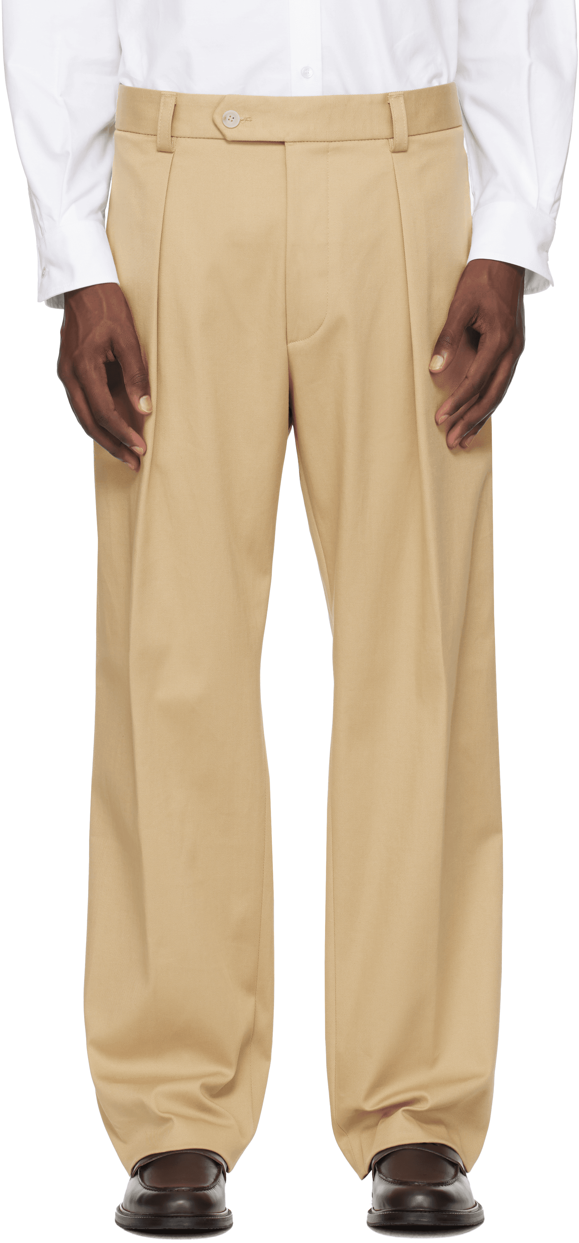 Beige BECKHAM Edition Stretch Cotton Trousers - Image 1