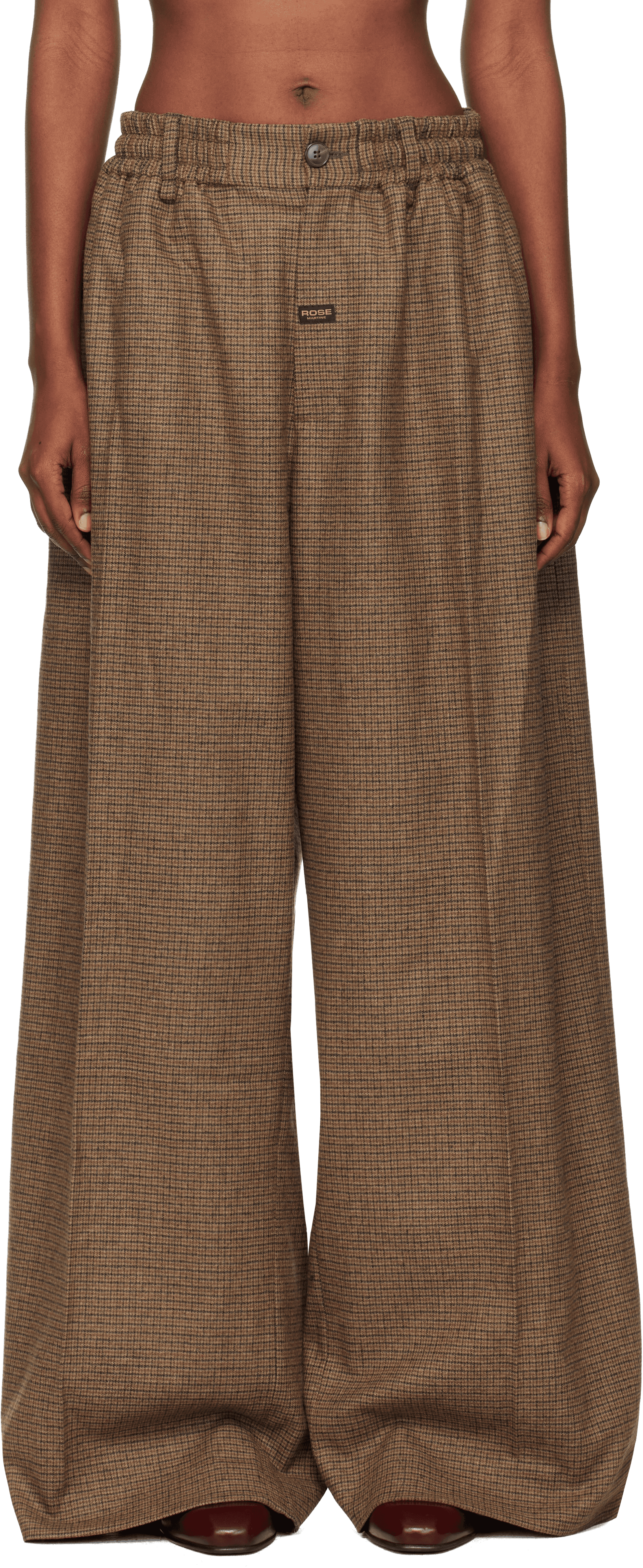 Brown Extreme Wide Leg Tailored Trousers - Image 1