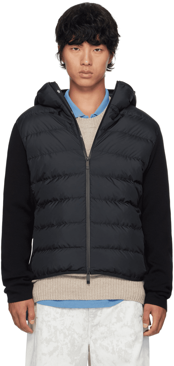 Black Paneled Down Jacket - Image 1