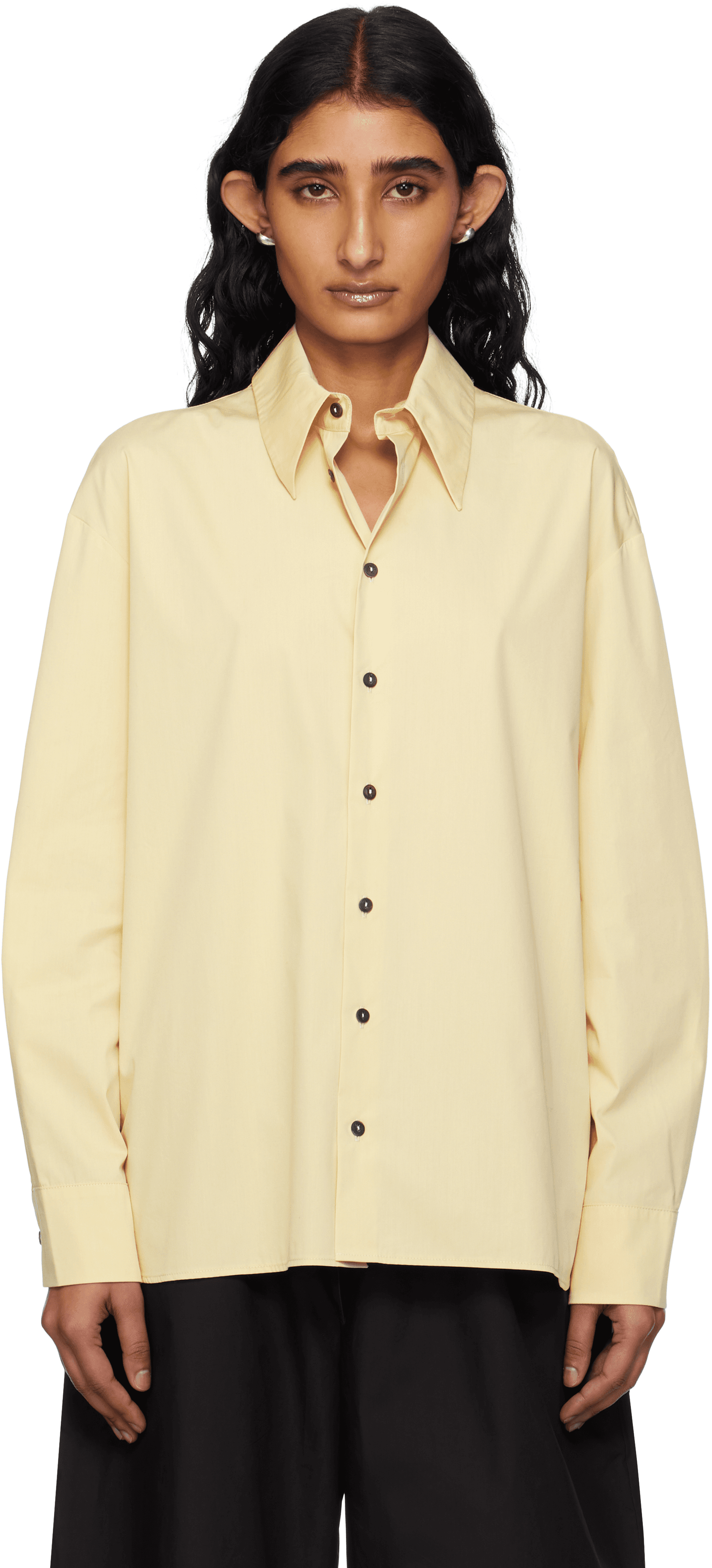 Beige Cotton Poplin Oversized Long Sleeve Shirt - Image 1